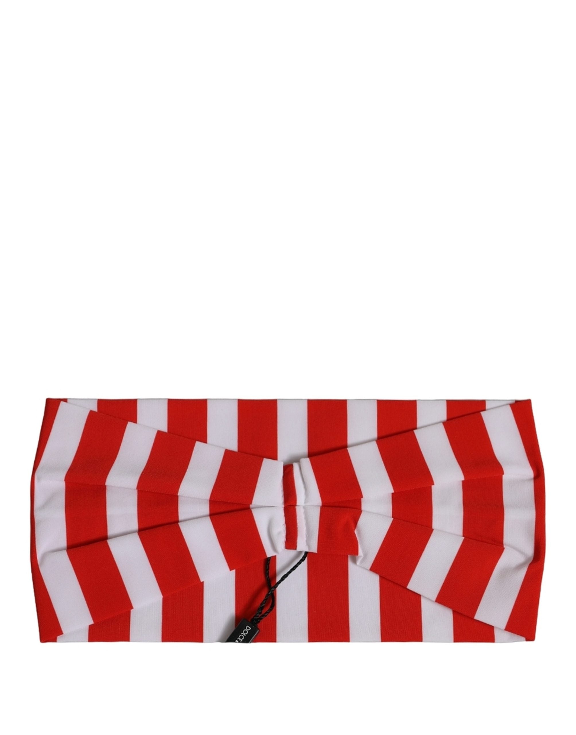 Dolce & Gabbana Red White Stripes Head Wrap - Timeless Luxury