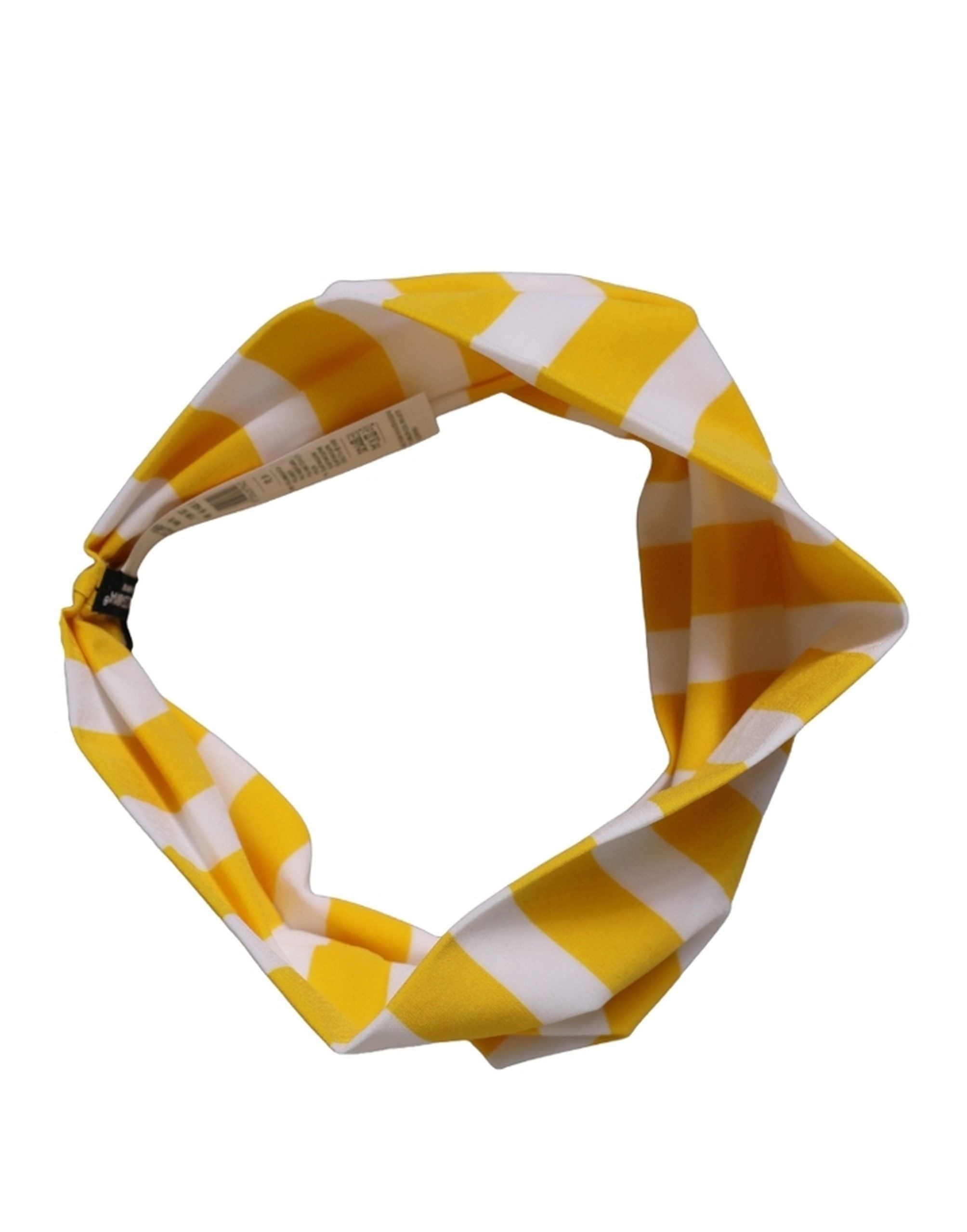 Dolce & Gabbana Yellow White Stripes Head Wrap - Luxe Elegance