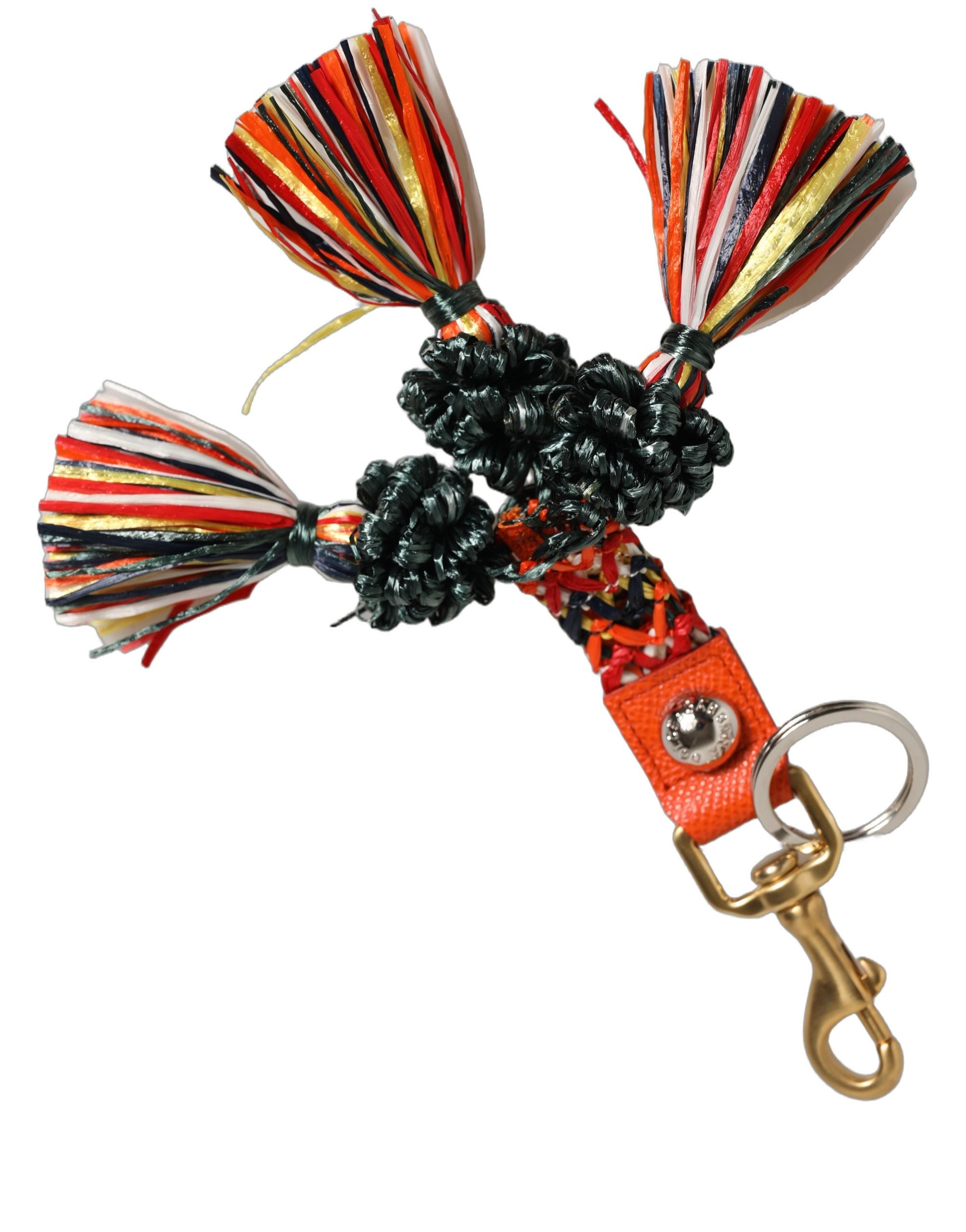 Dolce & Gabbana Raffia Leather Keyring - Luxurious Designer Accessory