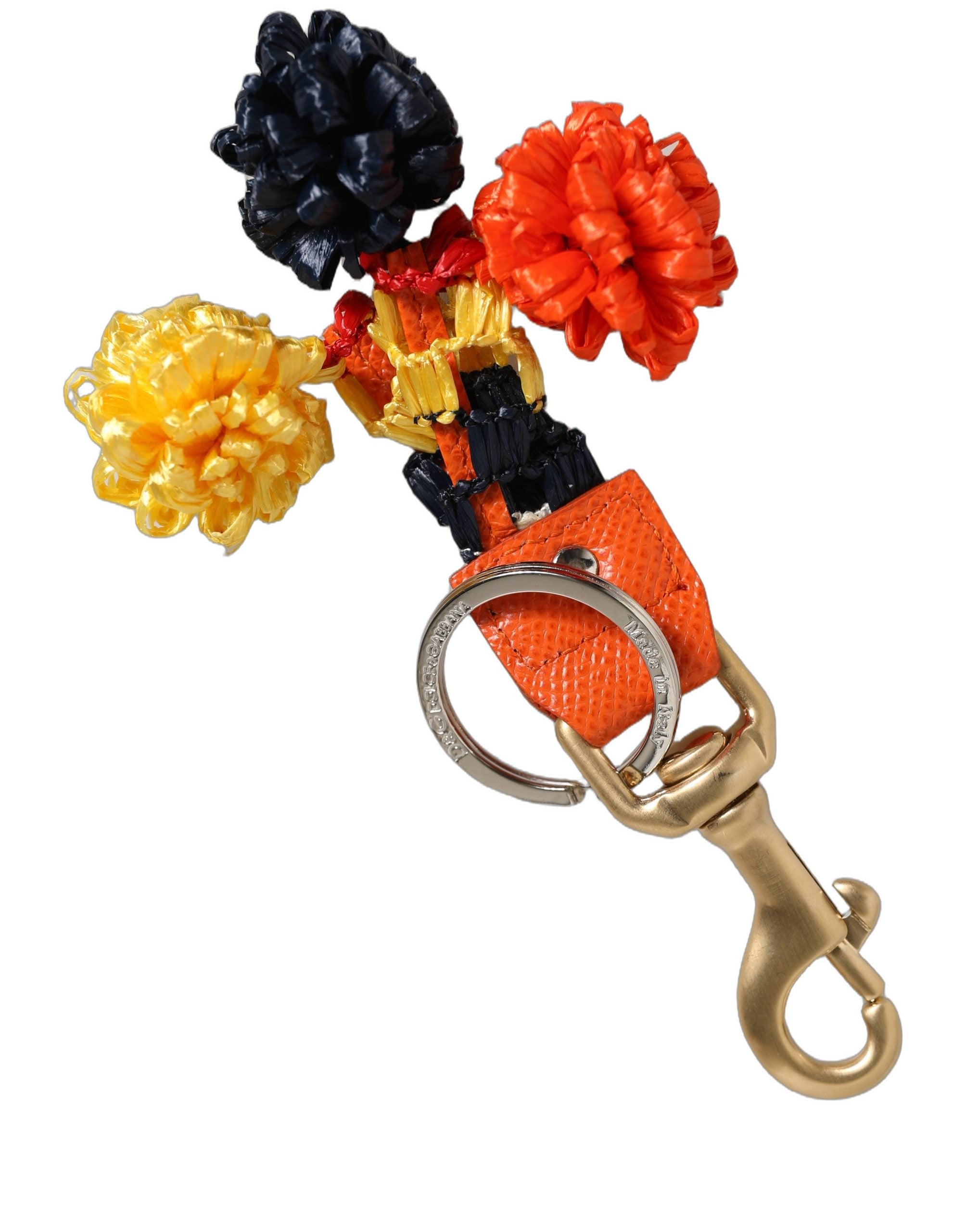 Dolce & Gabbana Raffia Leather Clasp Finder Chain Keyring
