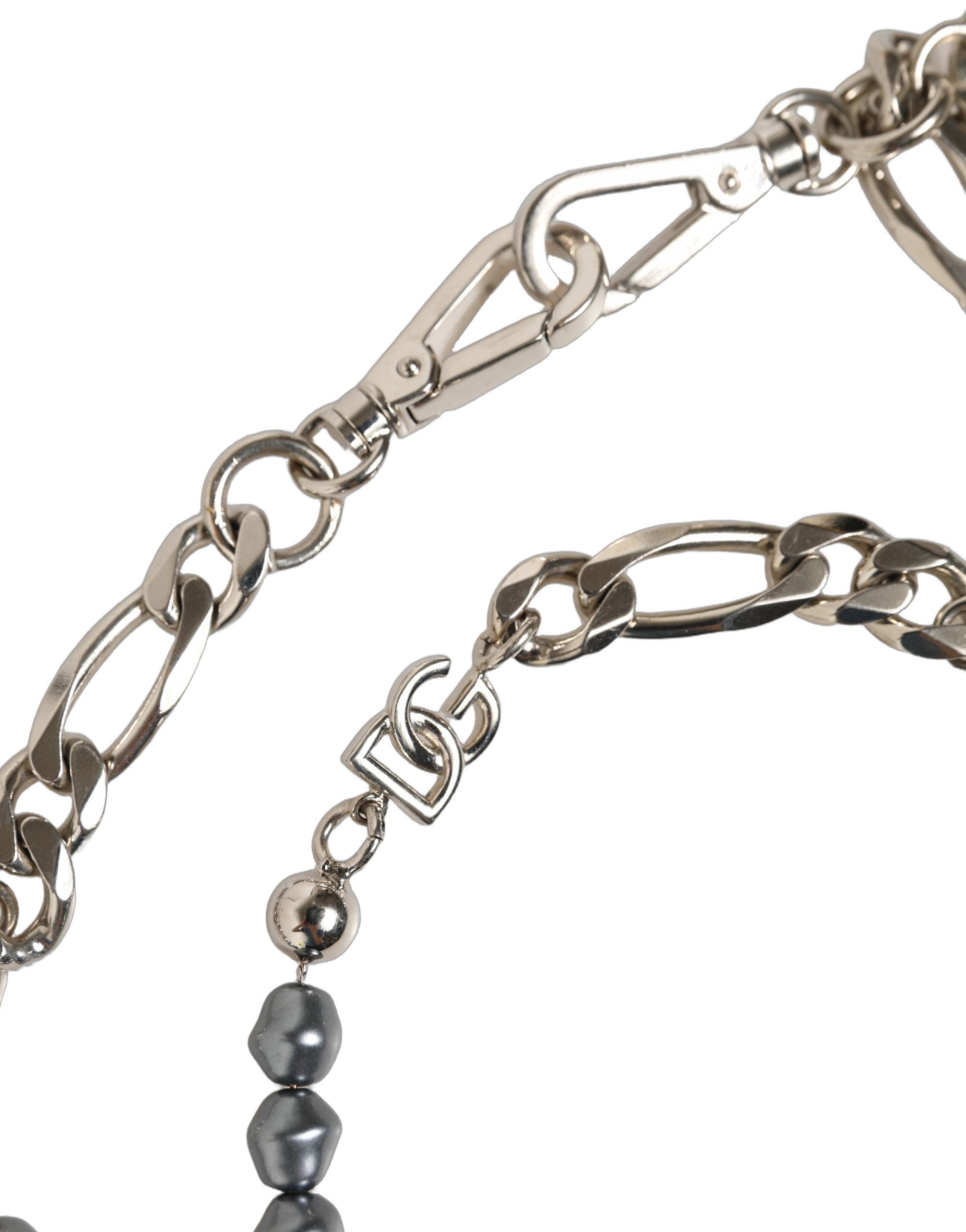 Dolce & Gabbana Silver Tone DG Logo Pendant Necklace