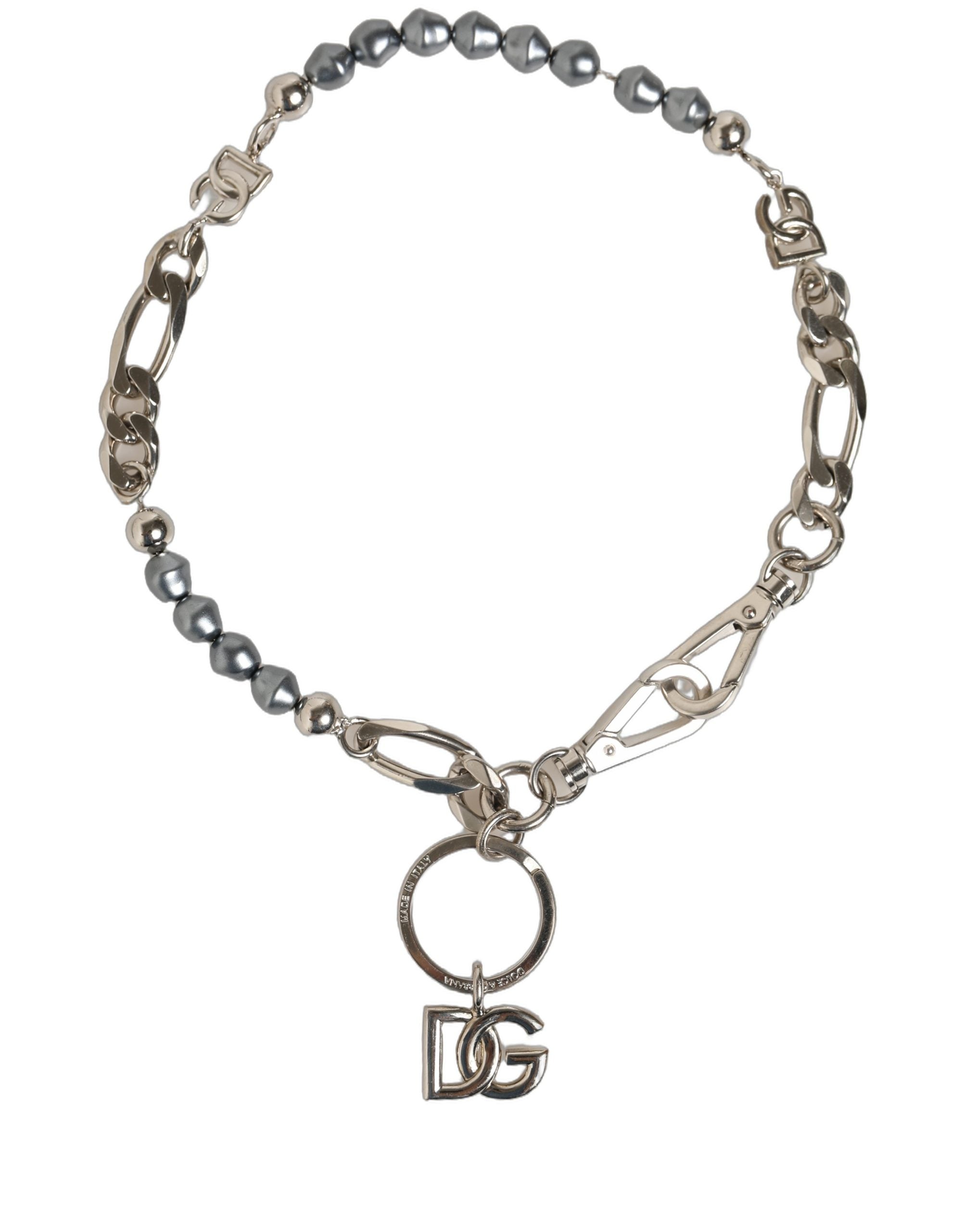 Dolce & Gabbana Silver Tone DG Logo Pendant Necklace - Luxury Redefined
