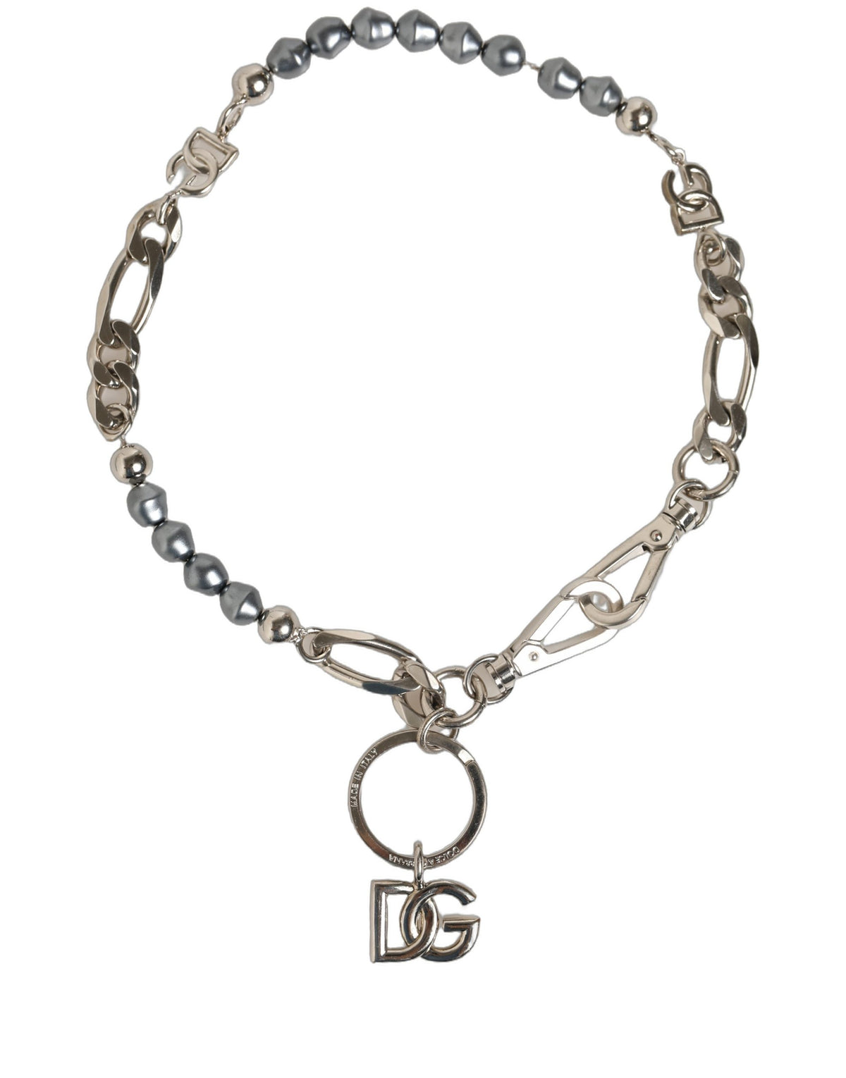 Dolce & Gabbana Silver Tone DG Logo Pendant Necklace
