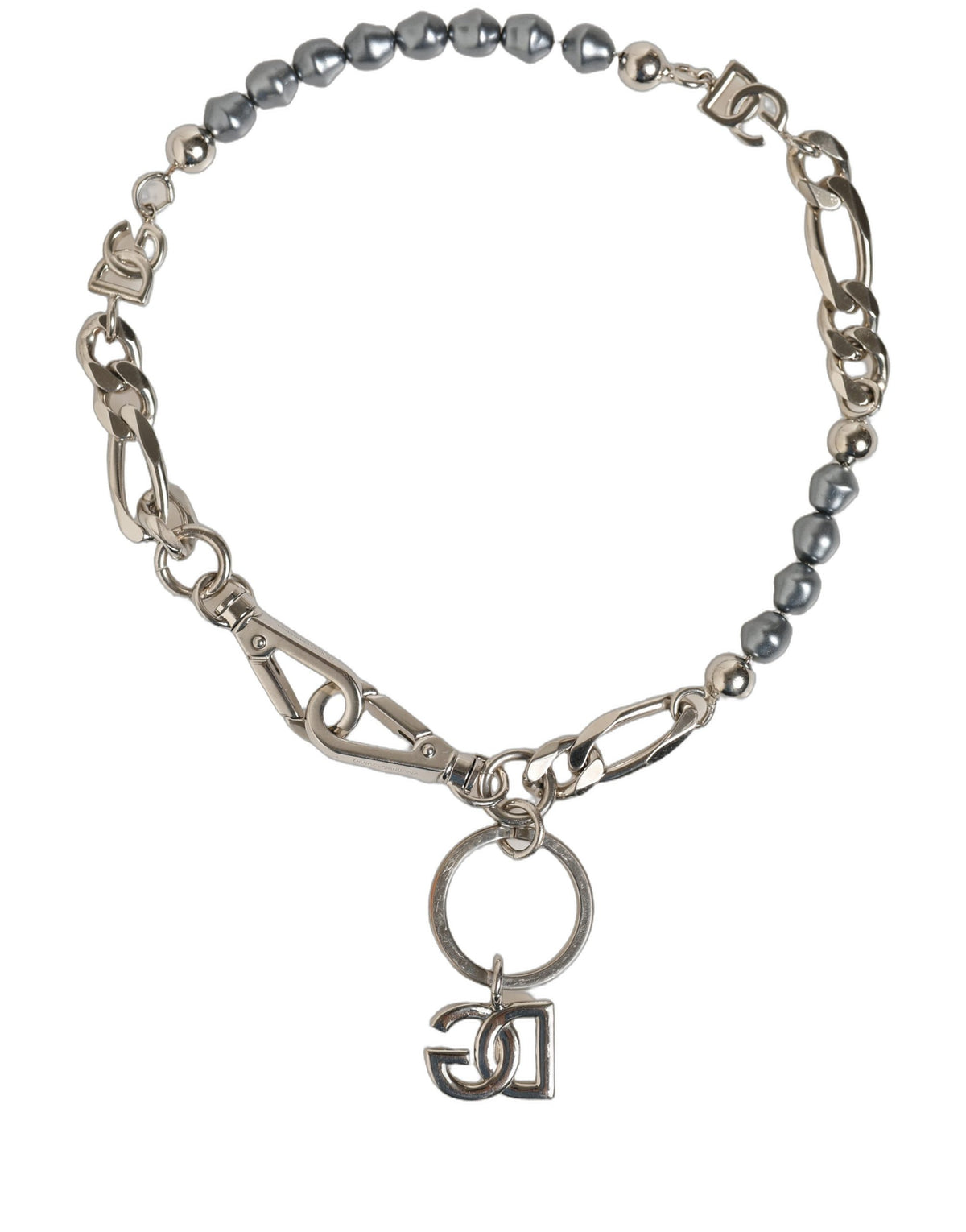 Dolce & Gabbana Silver Tone DG Logo Pendant Necklace - Luxury Redefined