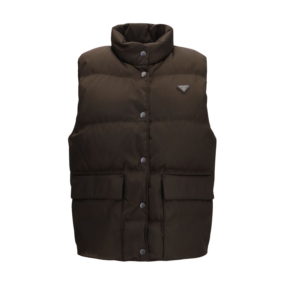 Prada Brown Goose Down Sleeveless Jacket - Timeless Luxury Outerwear