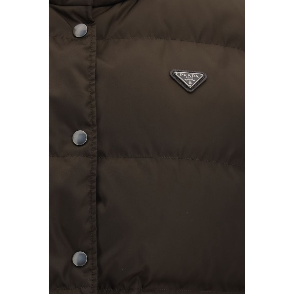 Prada Brown Goose Down Sleeveless Jacket - Timeless Luxury Couture