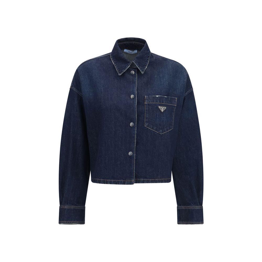 Prada Blue Cotton Denim Jacket - Effortless Luxury Redefined