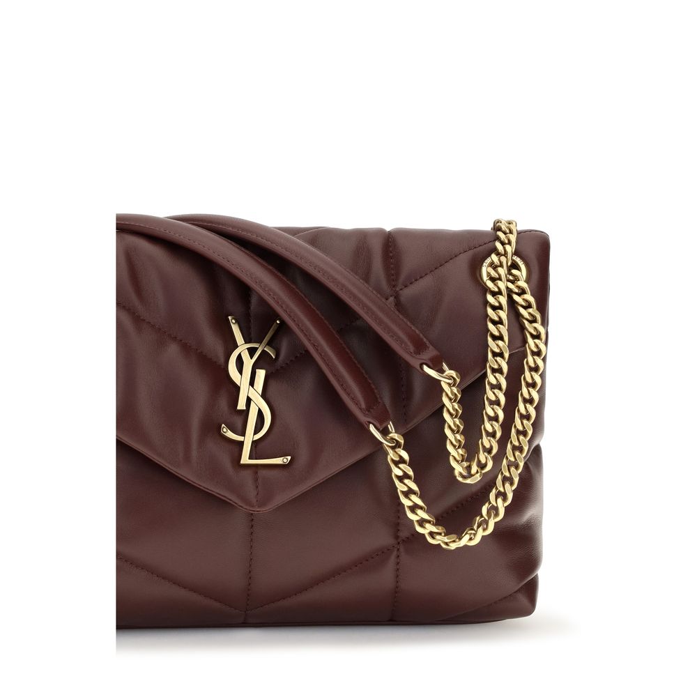 Indulge in the timeless elegance of the Saint Laurent Bordeaux Lamb Leather Shoulder Bag, crafted from sumptuous lambskin, embodying sophistication and luxury for any occasion.