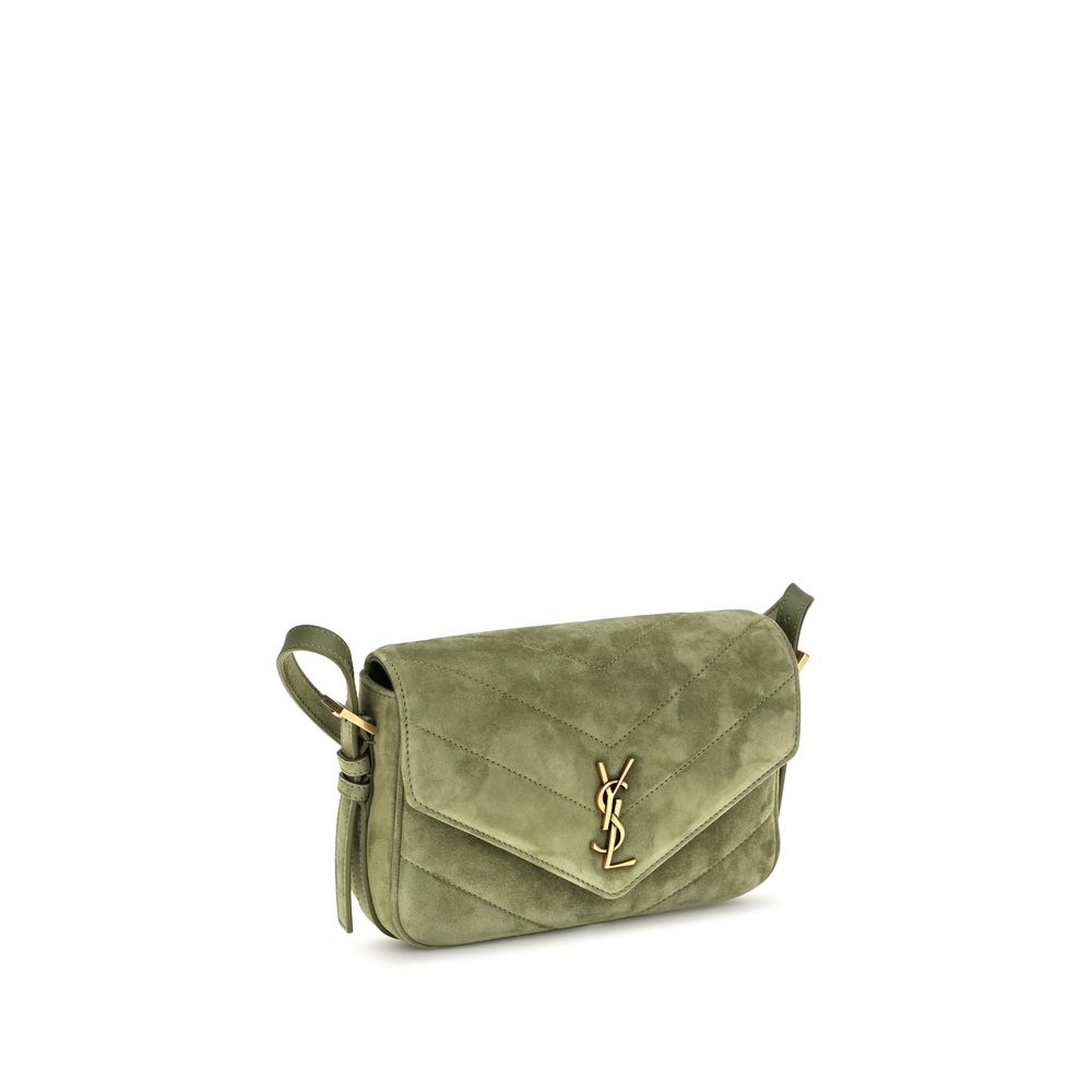 Saint Laurent Bicolor Suede Leather Shoulder Bag - Timeless Elegance