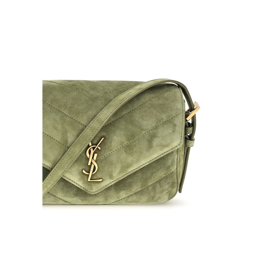 Saint Laurent Bicolor Suede Leather Shoulder Bag - Timeless Elegance
