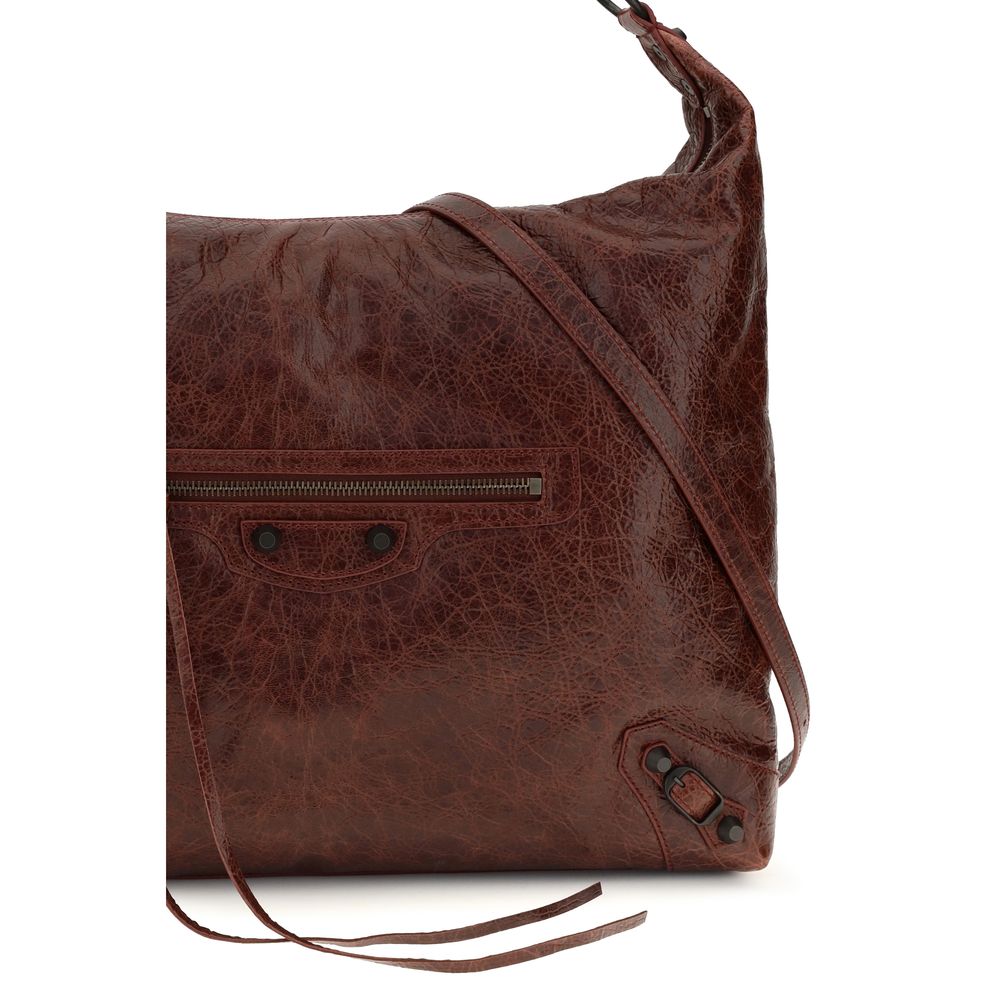 Balenciaga Bordeaux Lamb Ovis Aries Shoulder Bag - Luxury Hobo