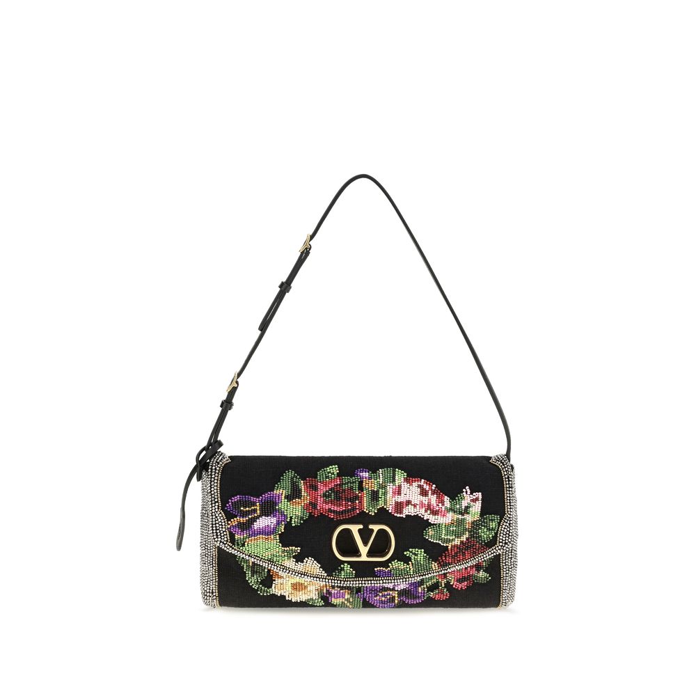 Valentino Garavani Black Satin Shoulder Bag - Exquisite Luxury