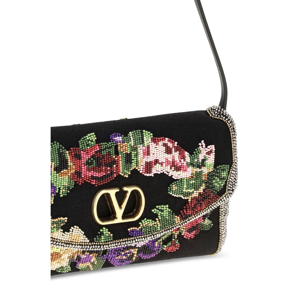 Valentino Garavani Black Satin Shoulder Bag - Exquisite Luxury