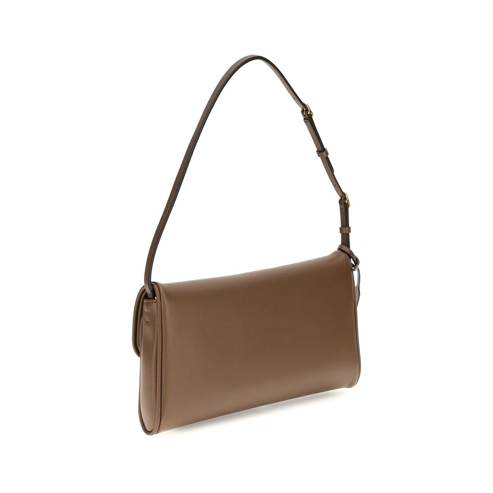 Indulge in the elegance of the Valentino Garavani Brown Calf Leather Bos Taurus Shoulder Bag, a masterpiece of refined craftsmanship and timeless allure.