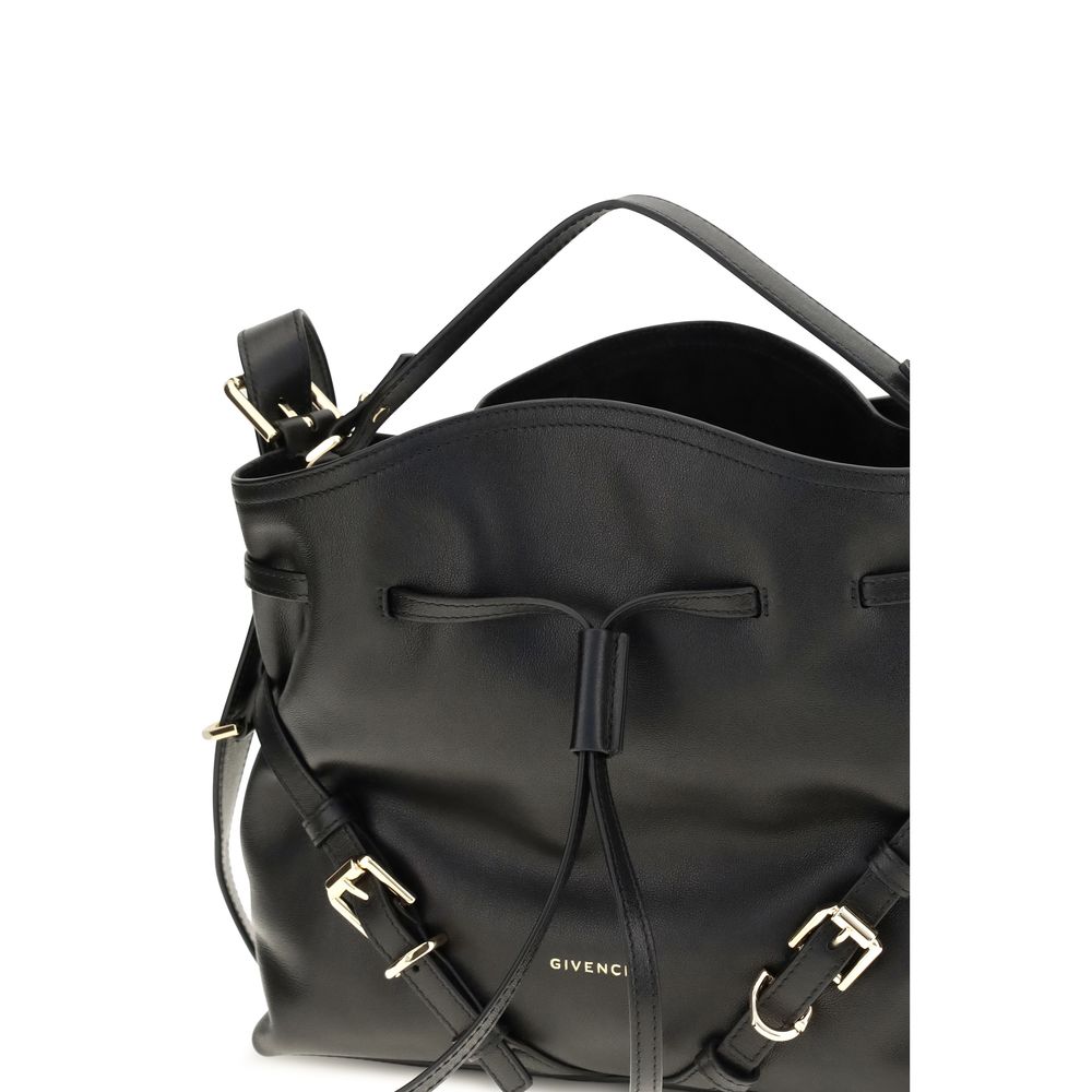 Indulge in the elegance of the Givenchy Black Calf Leather Bos Taurus Bucket Bag, a masterpiece of craftsmanship and luxurious design, perfect for the discerning connoisseur.