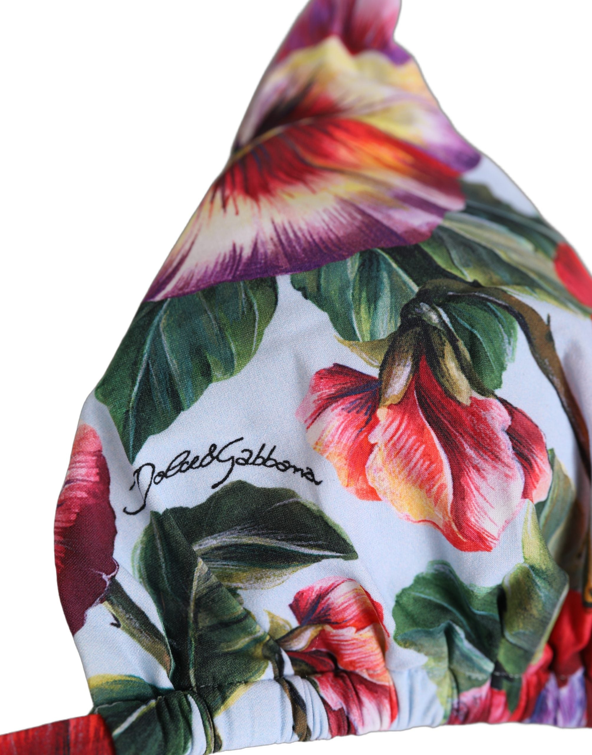 Dolce & Gabbana Multicolor Floral Triangle Bikini Top - Luxury Swimwear