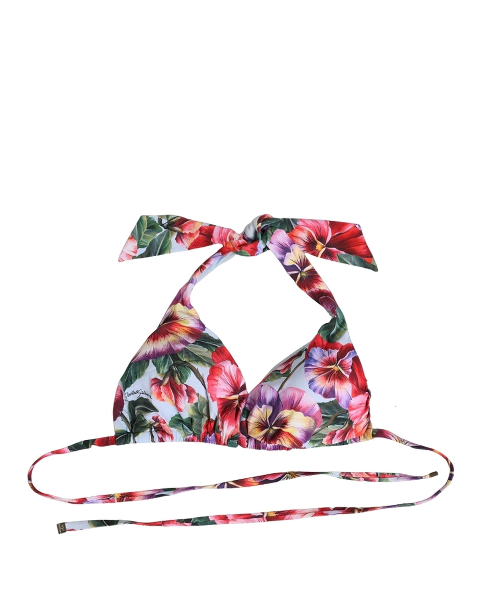 Dolce & Gabbana Multicolor Floral Triangle Bikini Top - Luxury Swimwear
