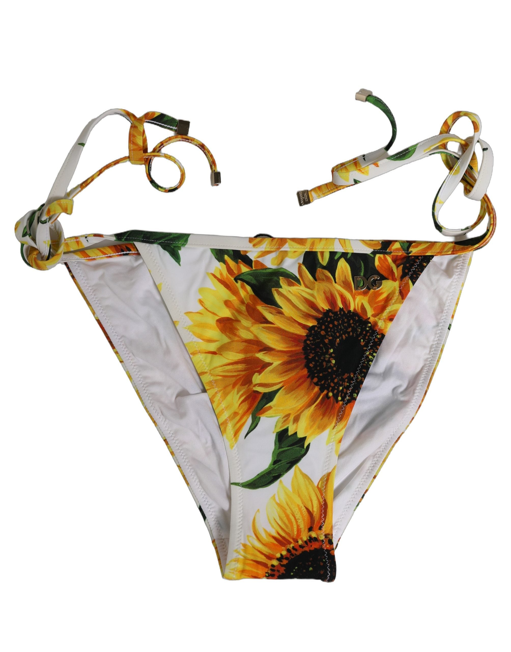 Dolce & Gabbana White Sunflower Bikini Bottom - Luxurious Swimwear