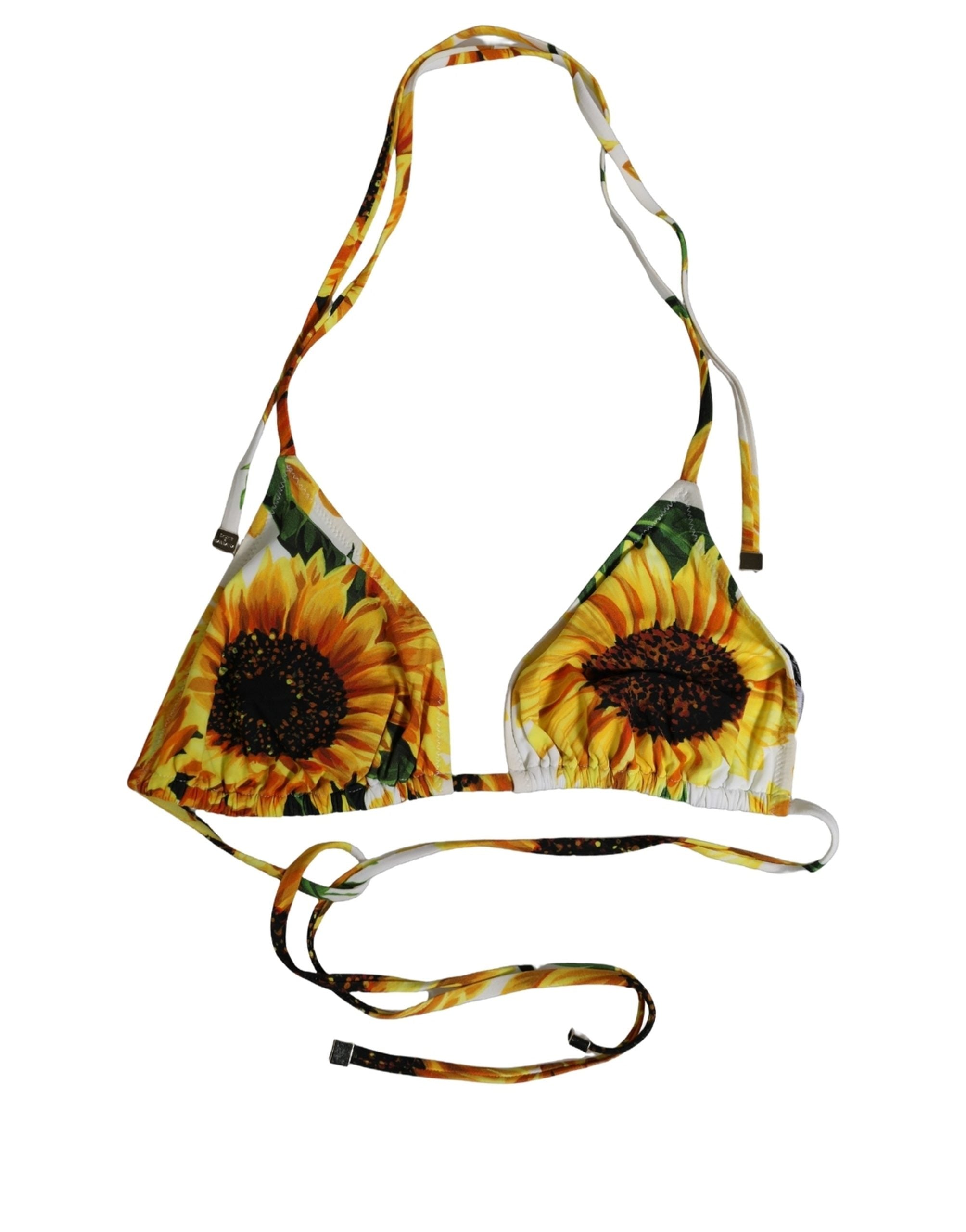 Dolce & Gabbana Multicolor Floral Halter Bikini Top - Luxury Swimwear