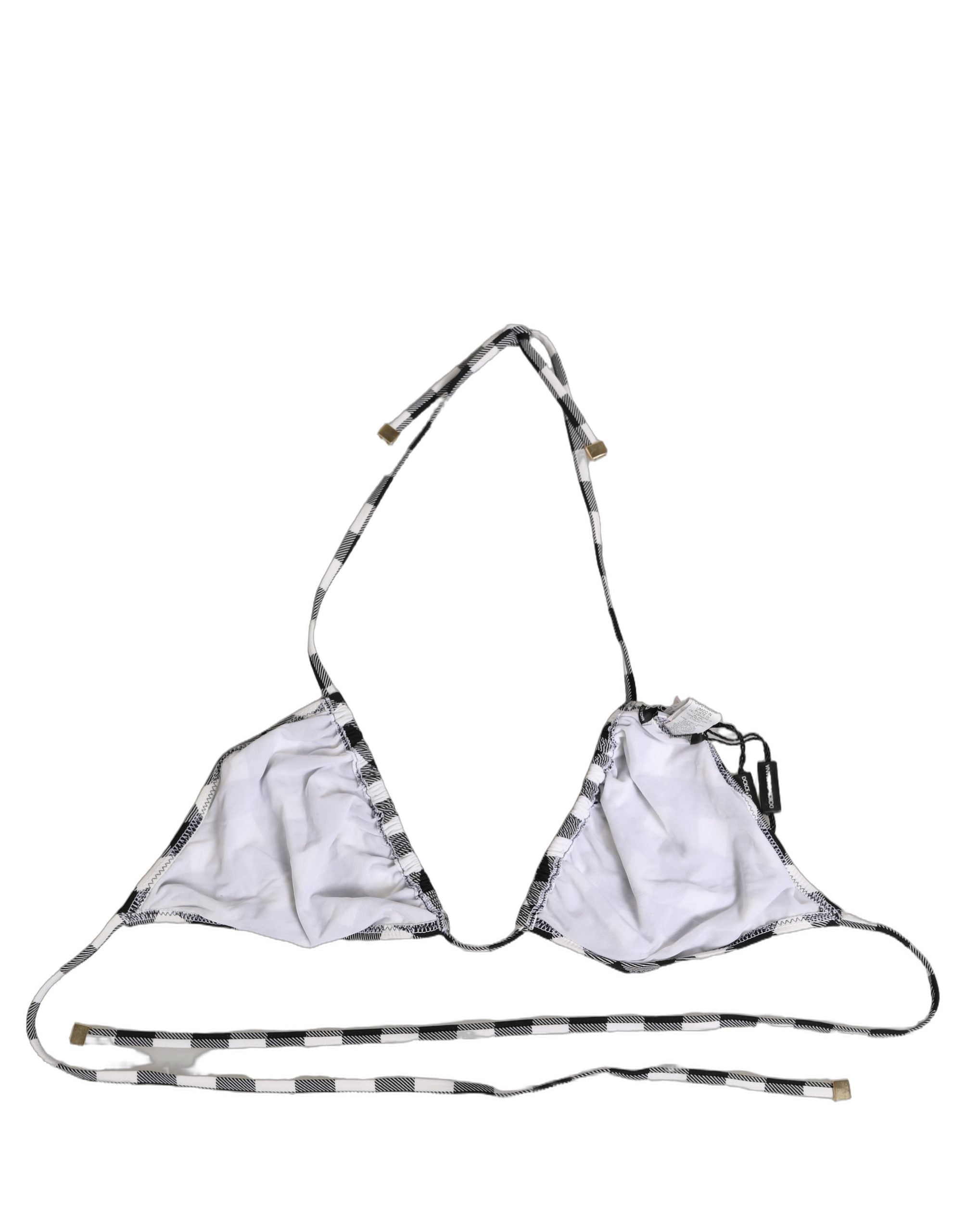 Dolce & Gabbana Black White Checkered Halter Bikini Top