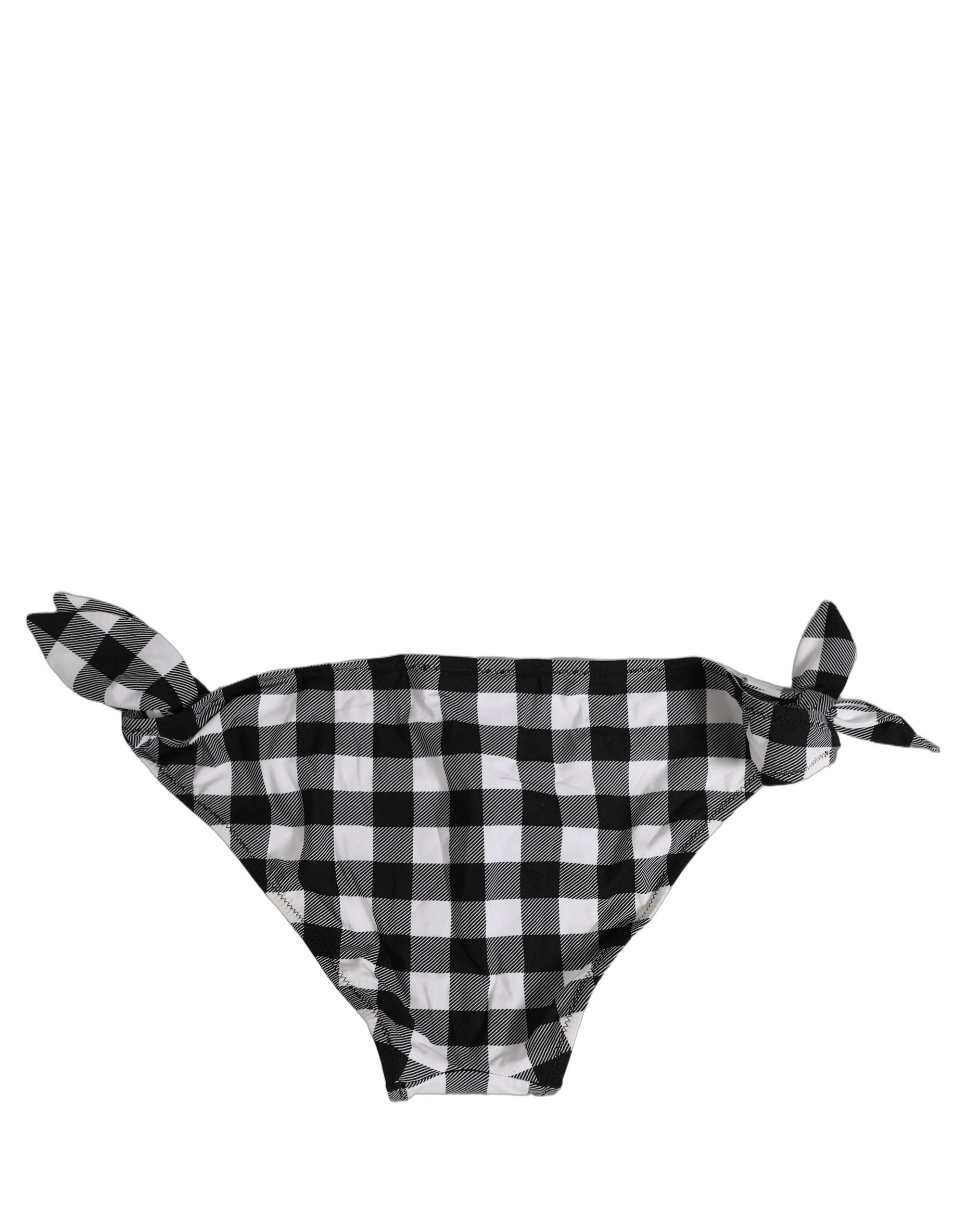 Dolce & Gabbana Black White Checkered Bikini Bottom - Luxury Swimwear