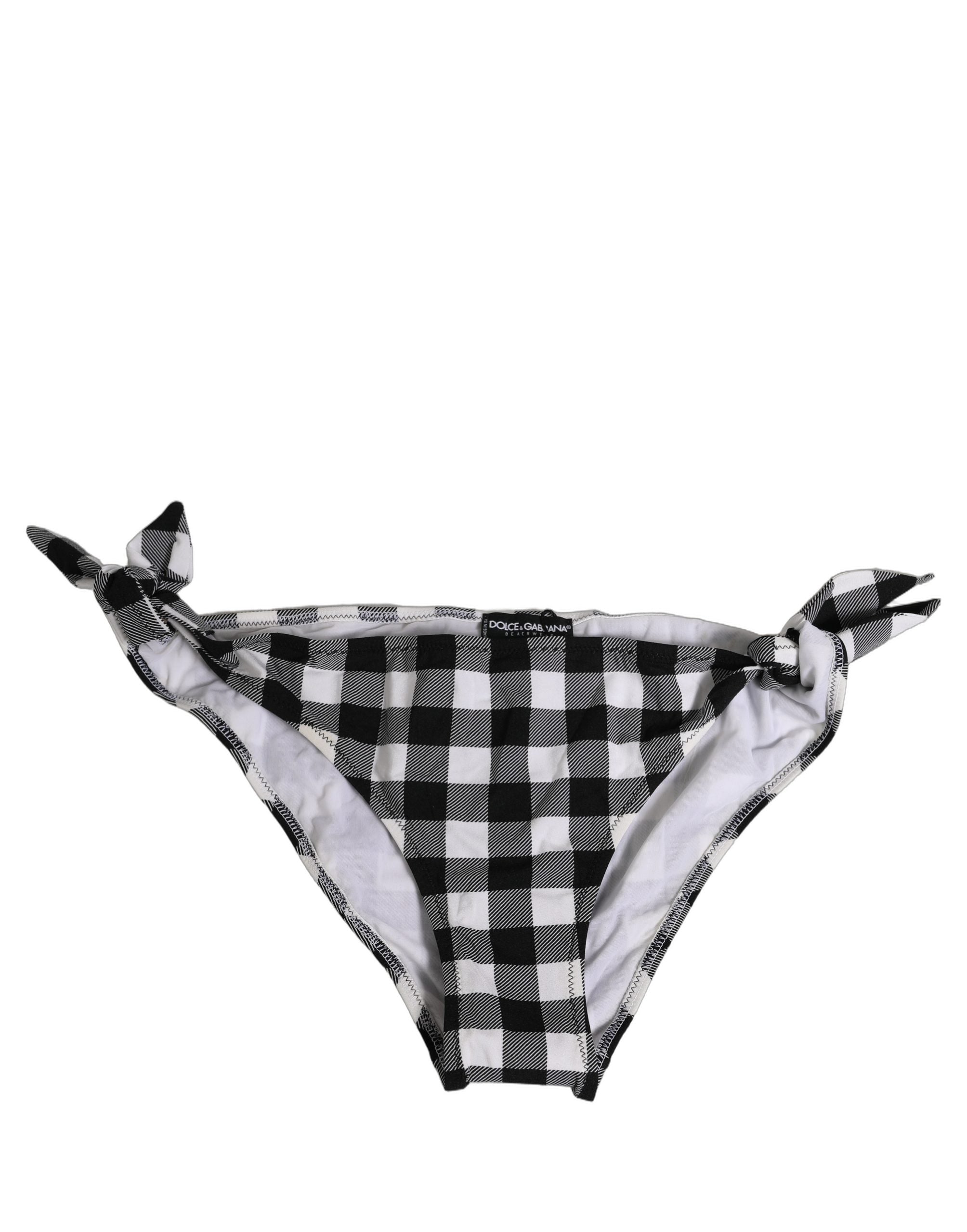 Dolce & Gabbana Black White Checkered Bikini Bottom - Luxury Swimwear