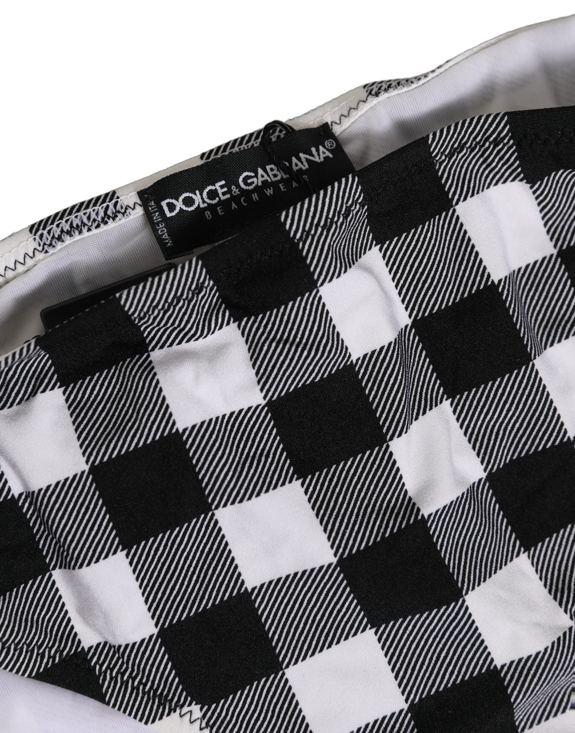 Dolce & Gabbana Black White Checkered Bikini Bottom - Luxurious Swimwear