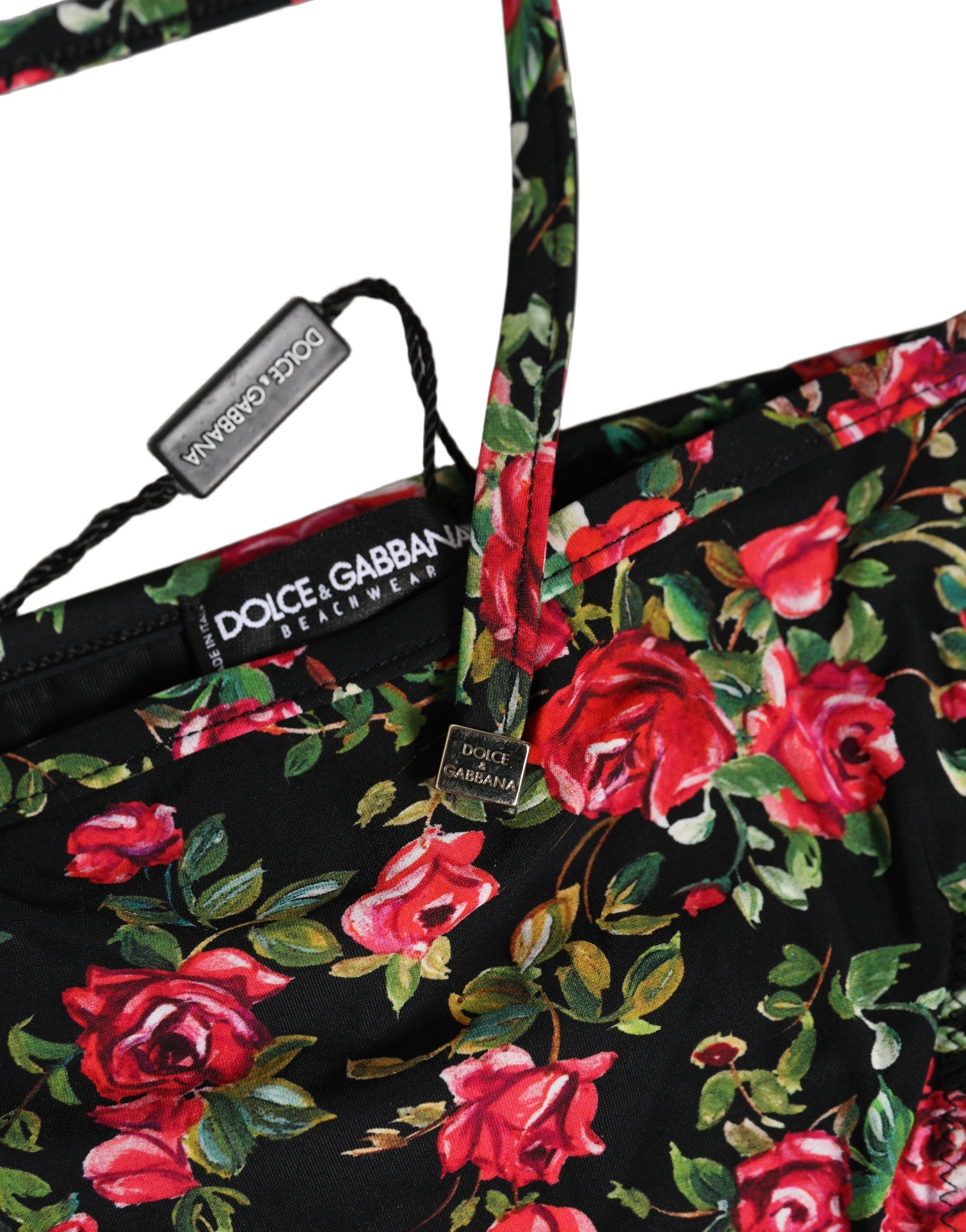 Dolce & Gabbana Black Floral Print Bikini Bottom - Luxury Swimwear