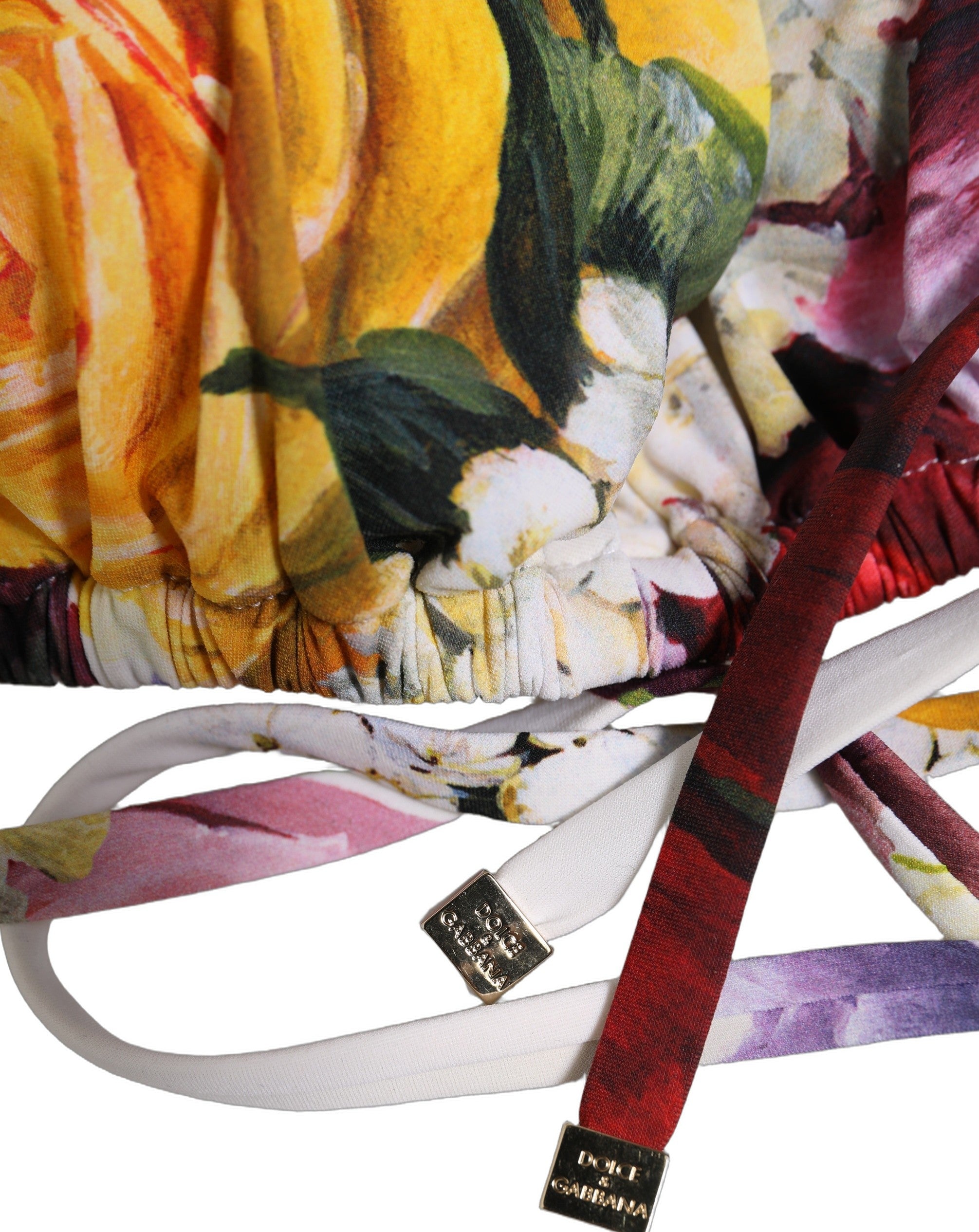Dolce & Gabbana Floral Print Triangle Bikini Top - Luxury Swimwear