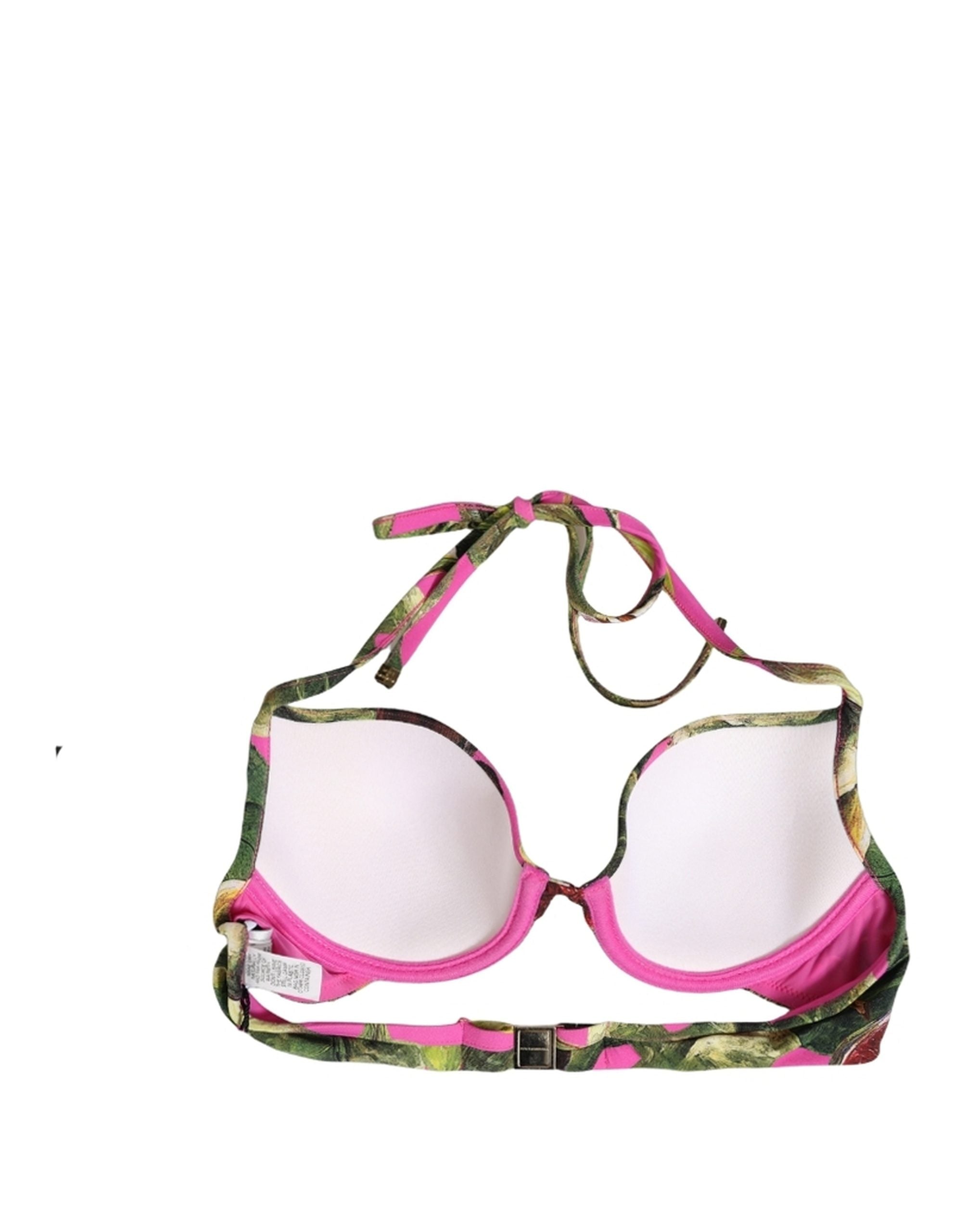 Dolce & Gabbana Fuchsia Pink Fig Print Push-Up Bikini Top