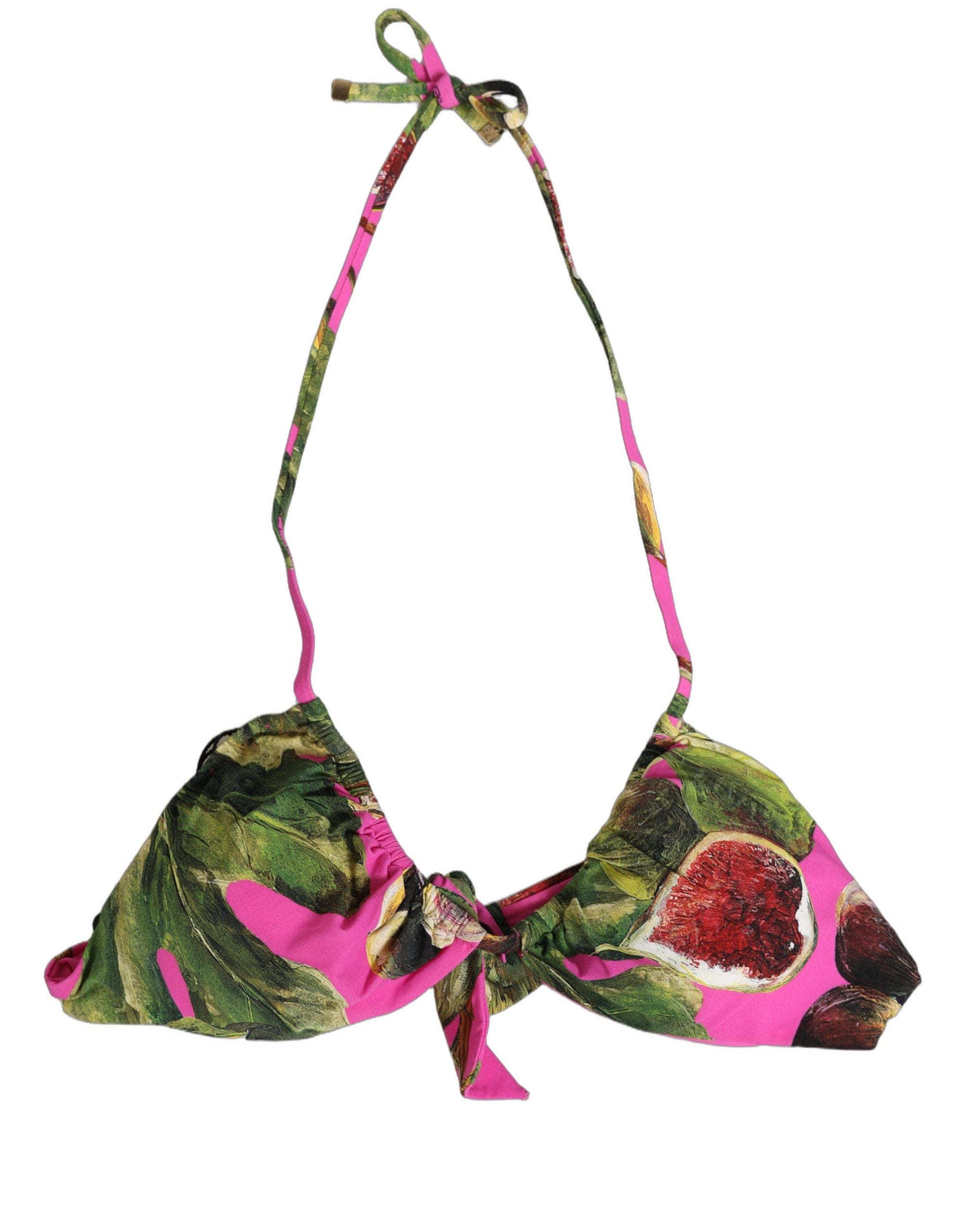 Dolce & Gabbana Fuchsia Pink Fig Print Bikini Top - Luxury Swimwear