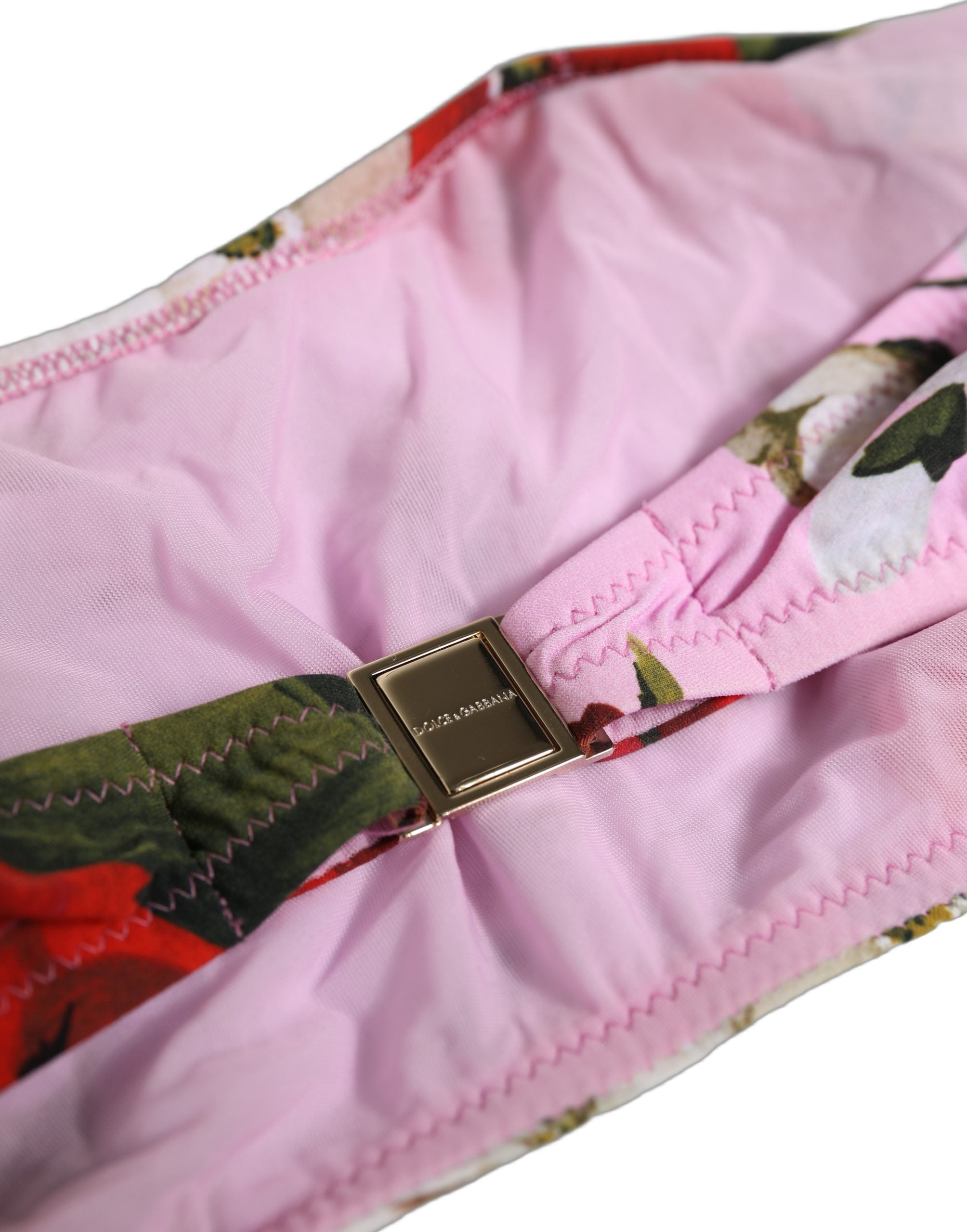Dolce & Gabbana Pink Floral Bandeau Bikini Top - Exquisite Luxury