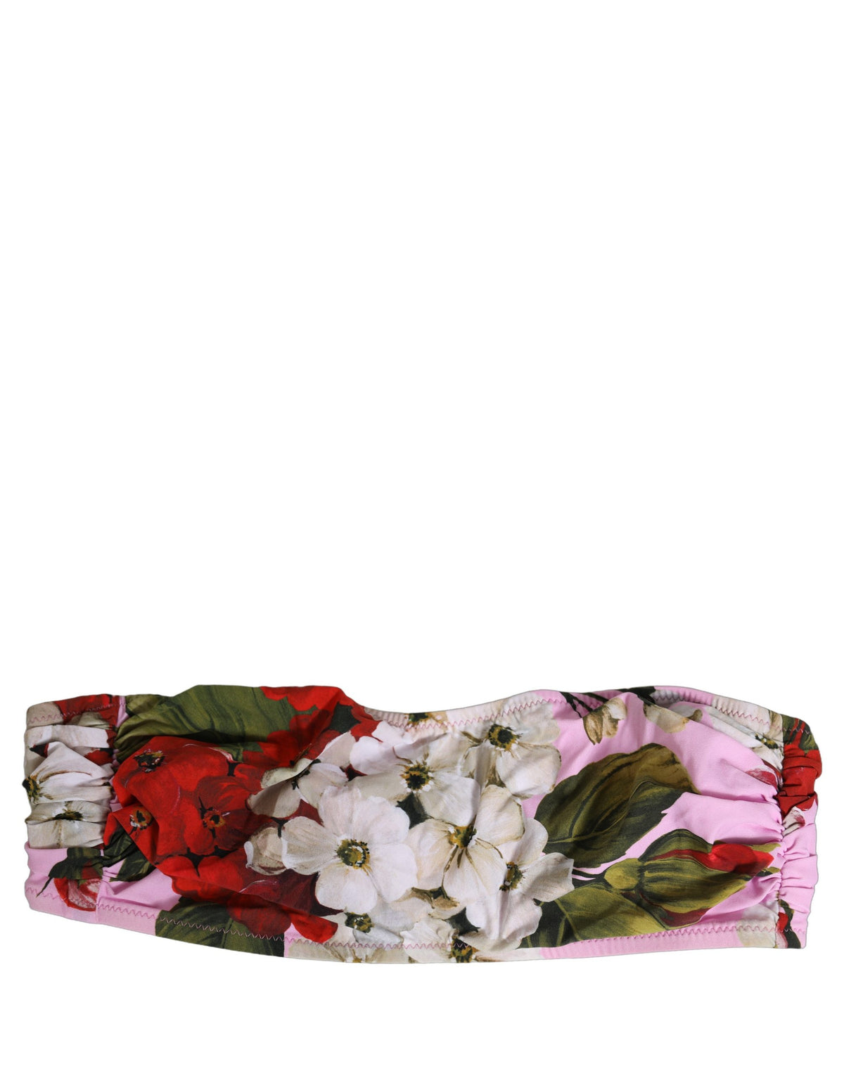 Dolce & Gabbana Pink Floral Bandeau Bikini Top for Luxe Elegance