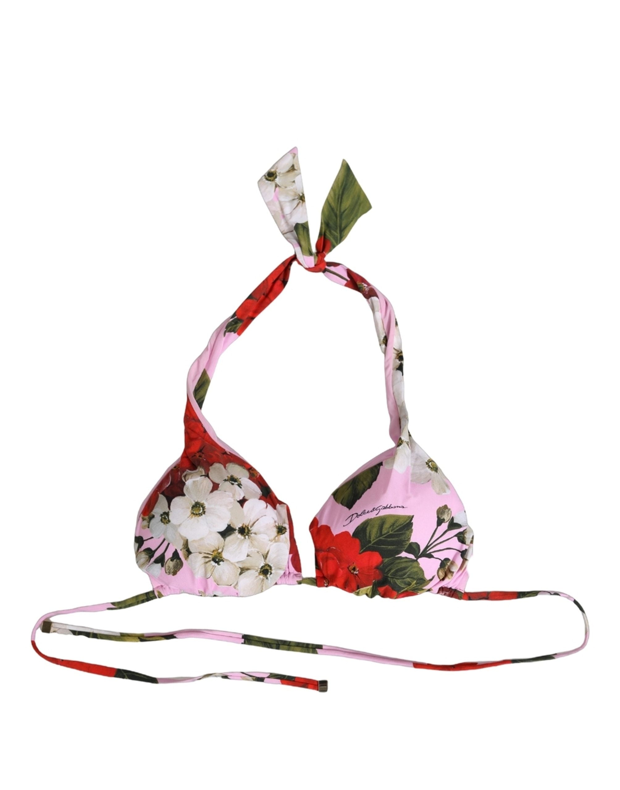 Dolce & Gabbana Pink Floral Triangle Bikini Top - Timeless Luxury