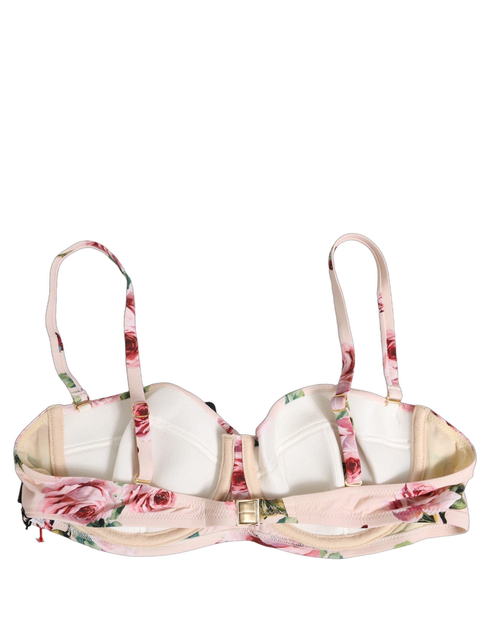 Dolce & Gabbana Pink Floral Print Underwire Bikini Top - Luxury Swimwear