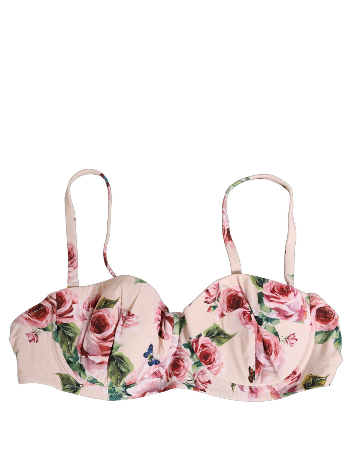 Dolce & Gabbana Pink Floral Underwire Bikini Top - Luxury Swimwear