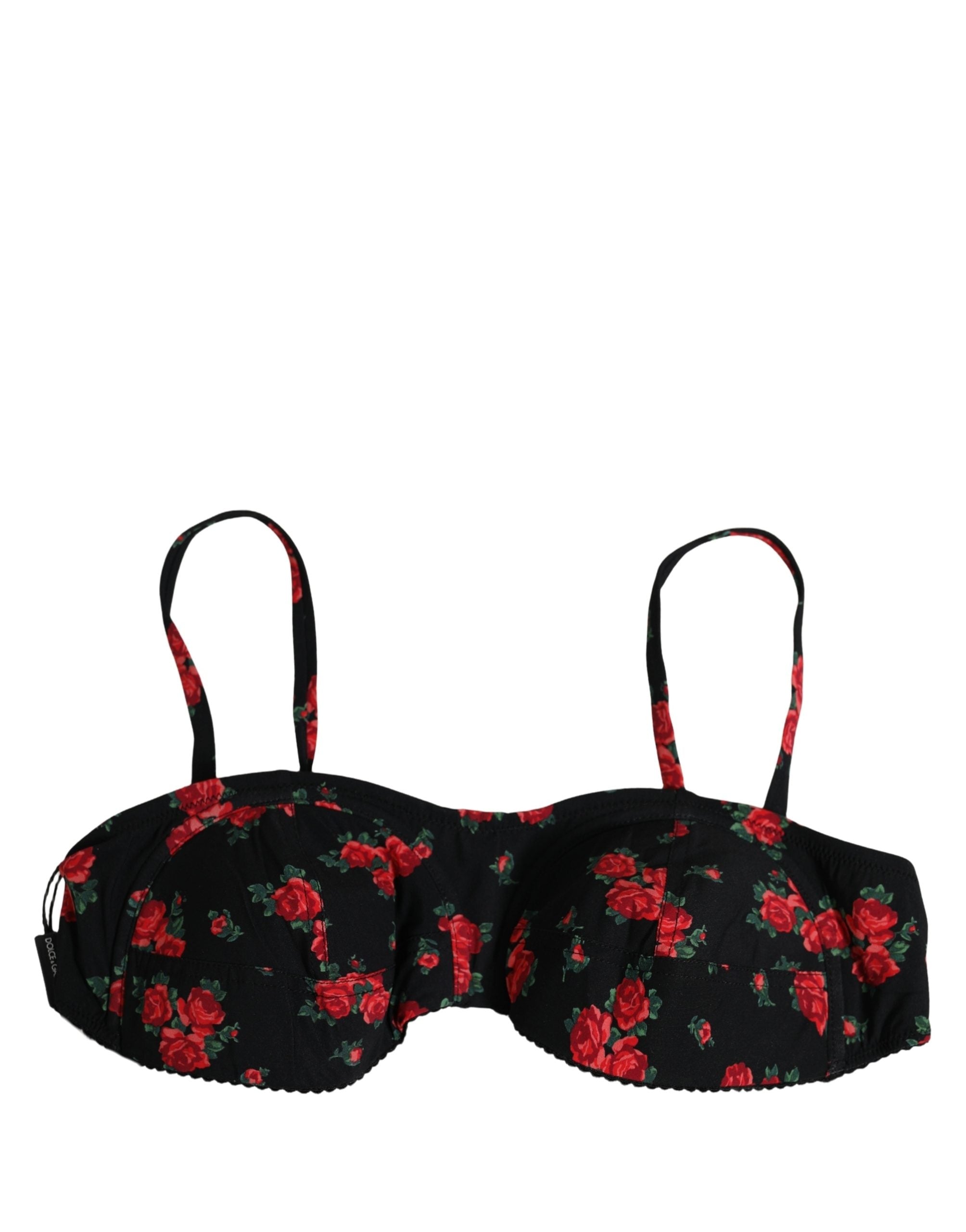 Dolce & Gabbana Black Floral Print Underwire Bikini Top