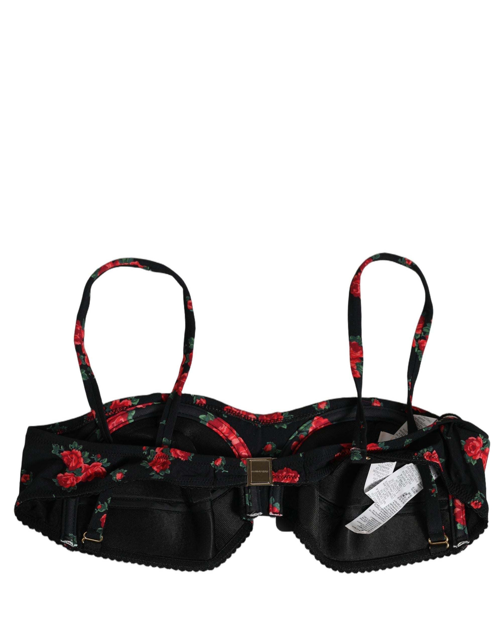 Dolce & Gabbana Black Floral Underwire Bikini Top - Timeless Elegance