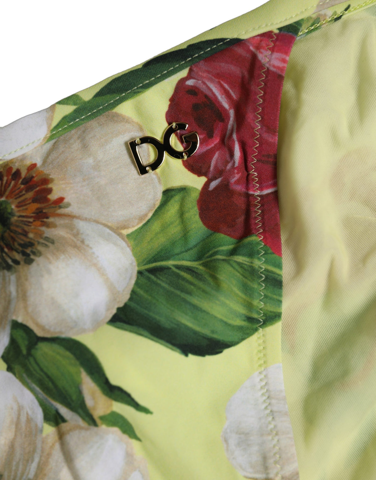 Dolce & Gabbana Yellow Floral Print Bikini Bottom - Luxury Swimwear