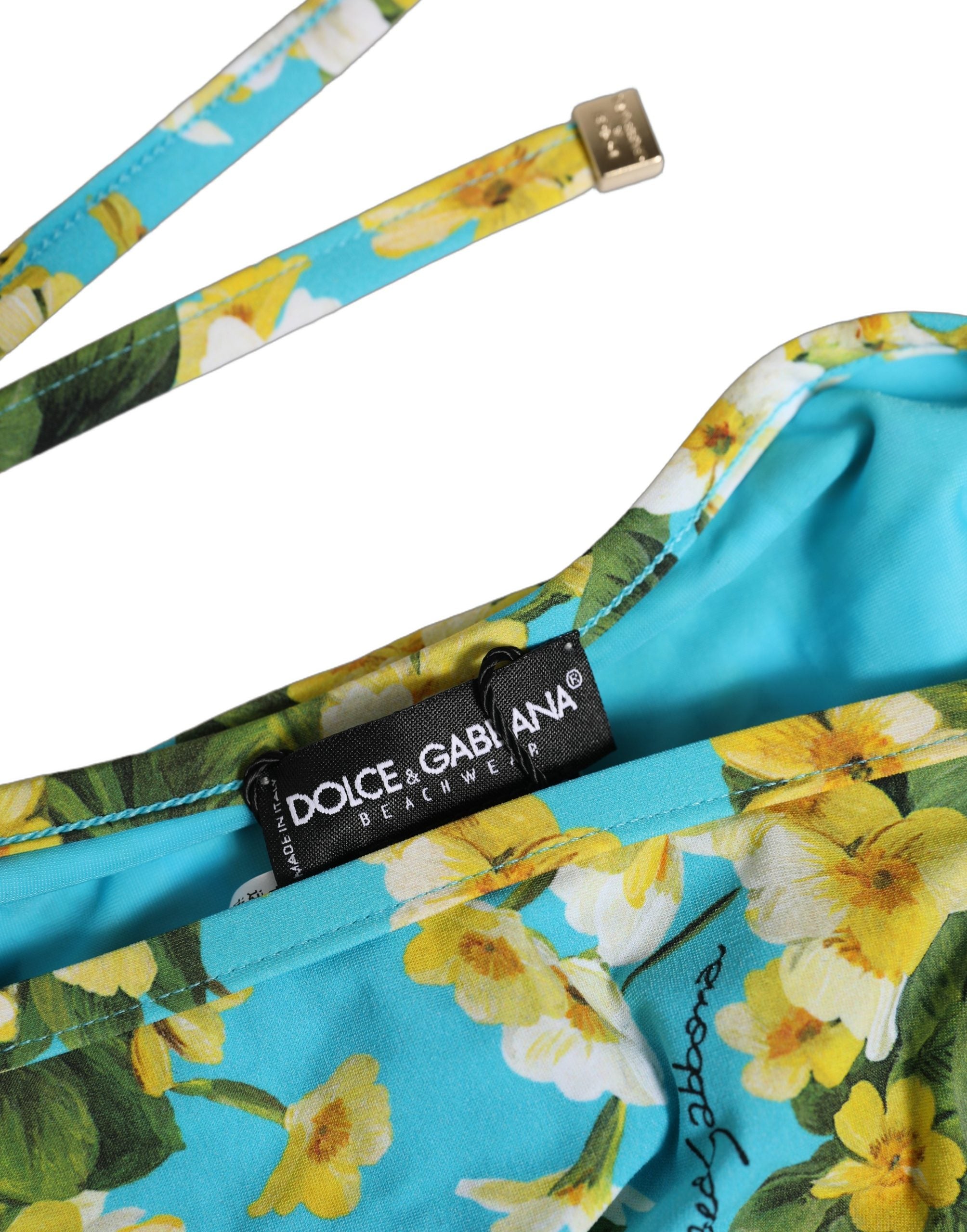 Dolce & Gabbana Blue Floral Print Bikini Bottom - Luxury Swimwear