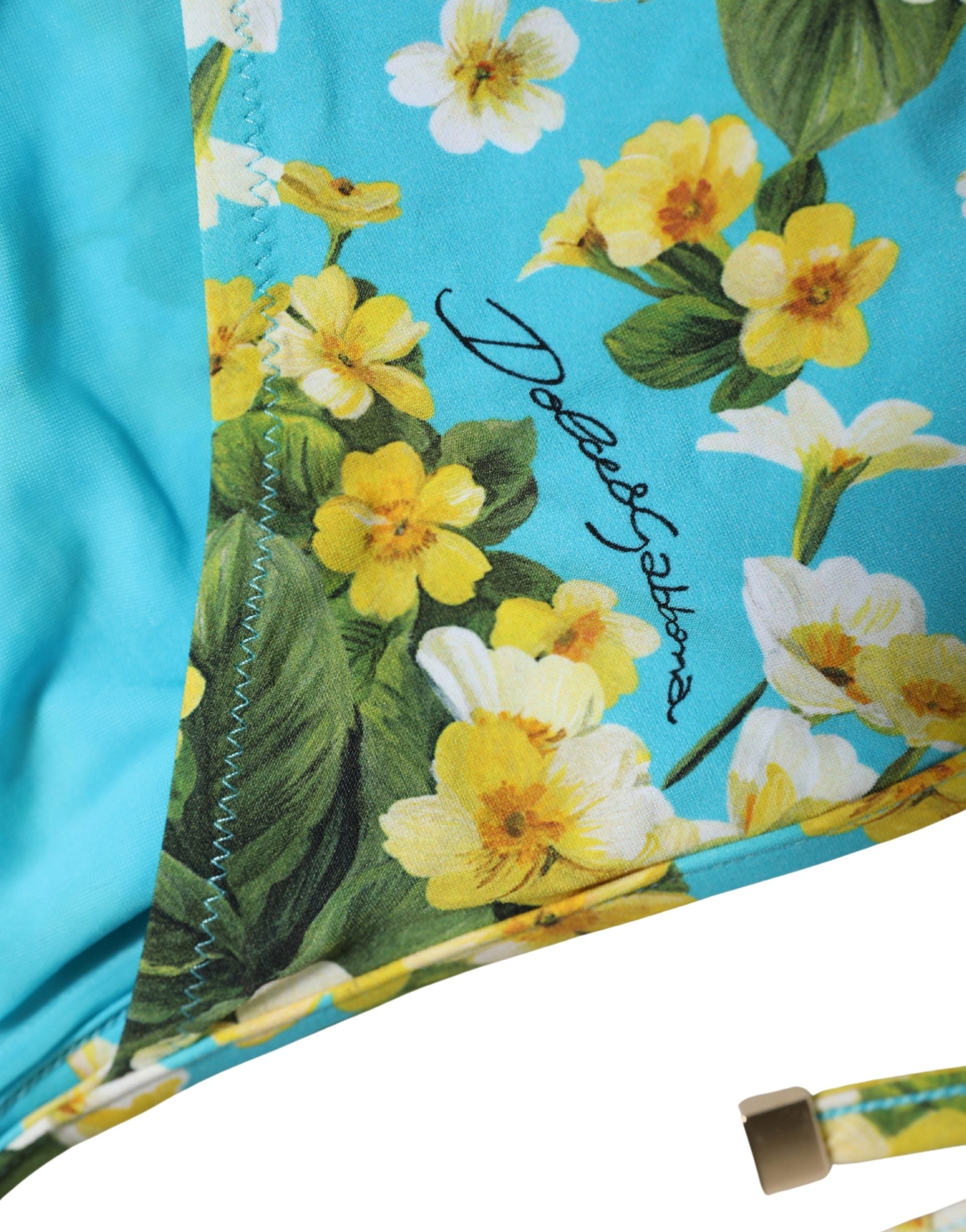 Dolce & Gabbana Blue Floral Print Bikini Bottom - Luxury Swimwear