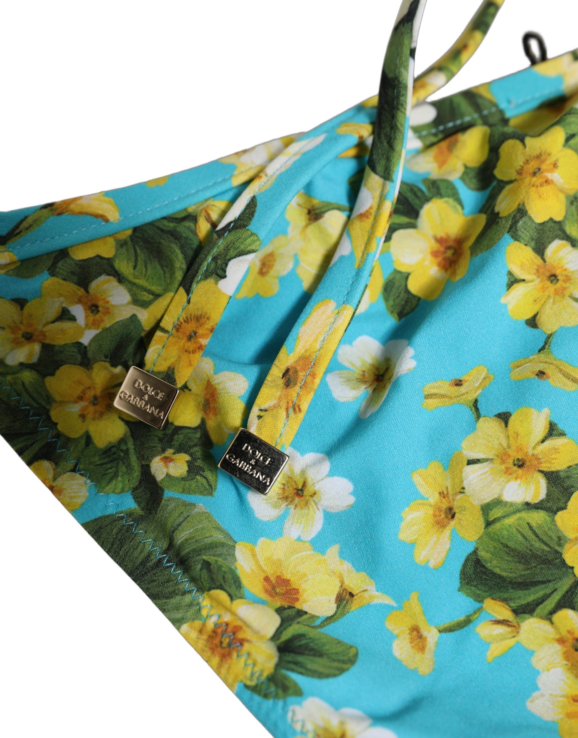 Dolce & Gabbana Blue Floral Print Bikini Bottom - Luxury Swimwear
