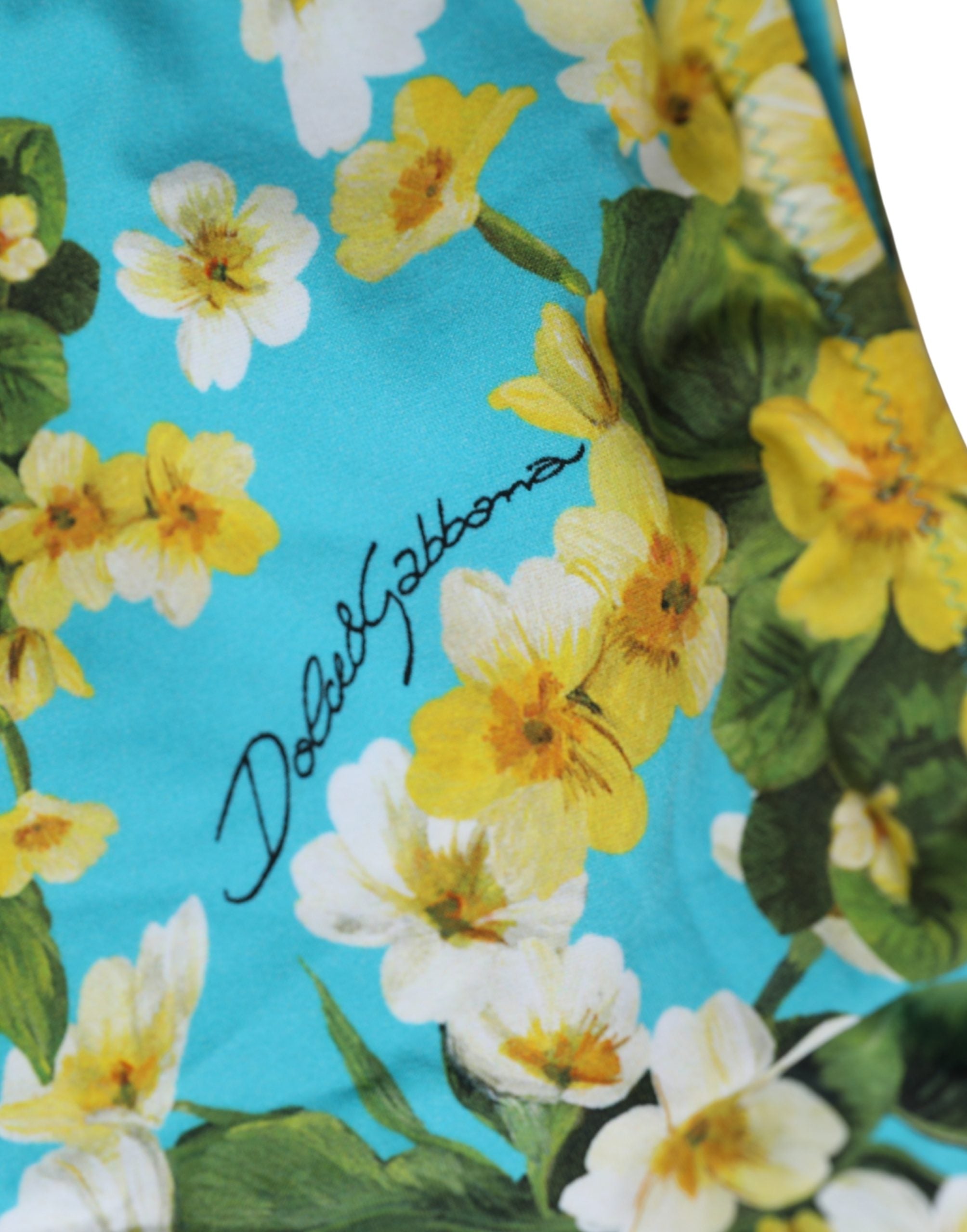 Dolce & Gabbana Blue Floral Print Bikini Bottom - Luxurious Swimwear