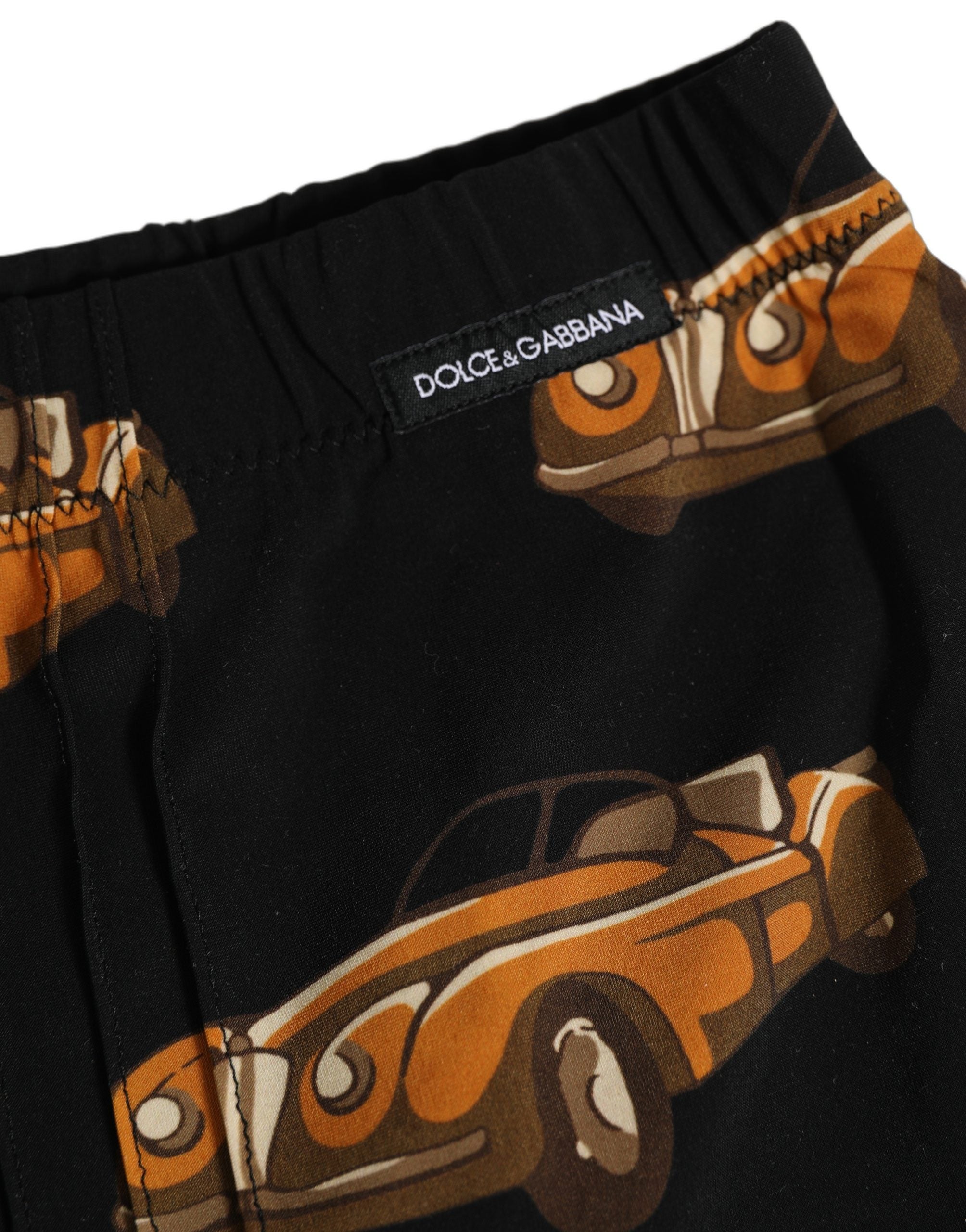 Dolce & Gabbana Black Car Print Swim Trunks for Luxe Escapes