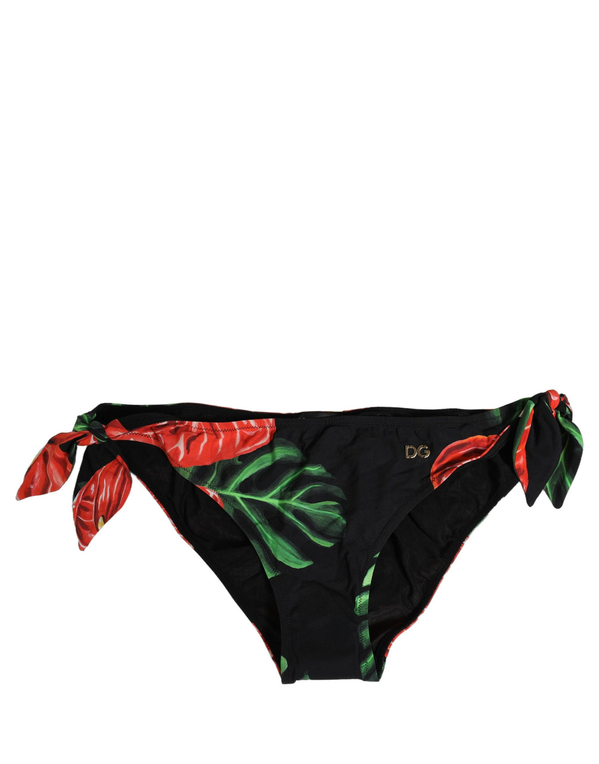 Dolce & Gabbana Black Floral Print Luxury Bikini Bottoms