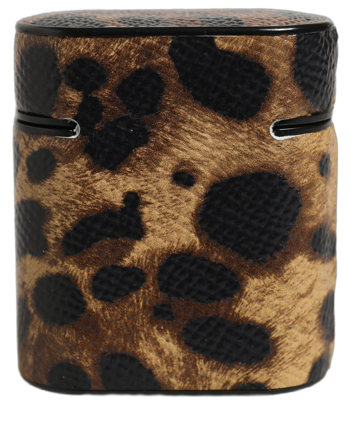 Dolce & Gabbana Brown Leopard Calf Leather AirPods Case Luxury