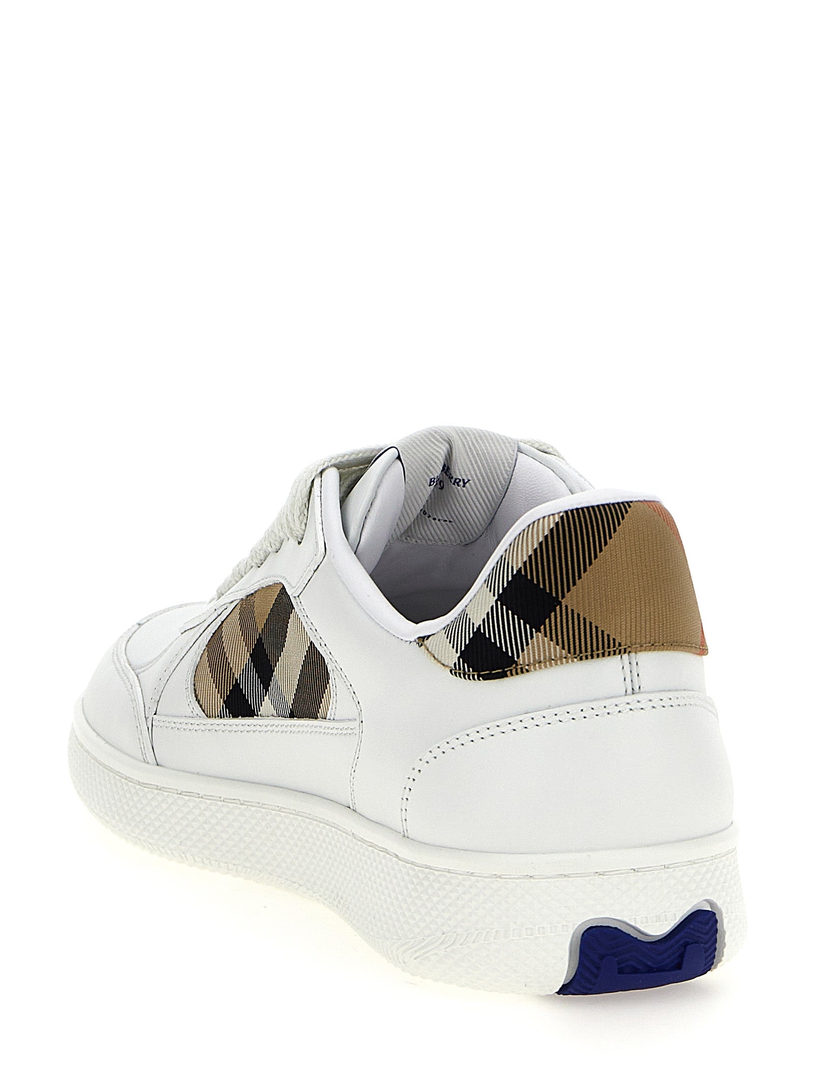 Elevate your style with Burberry's Terrace sneakers, crafted from premium leather and adorned with check print details, embodying timeless elegance and luxury.