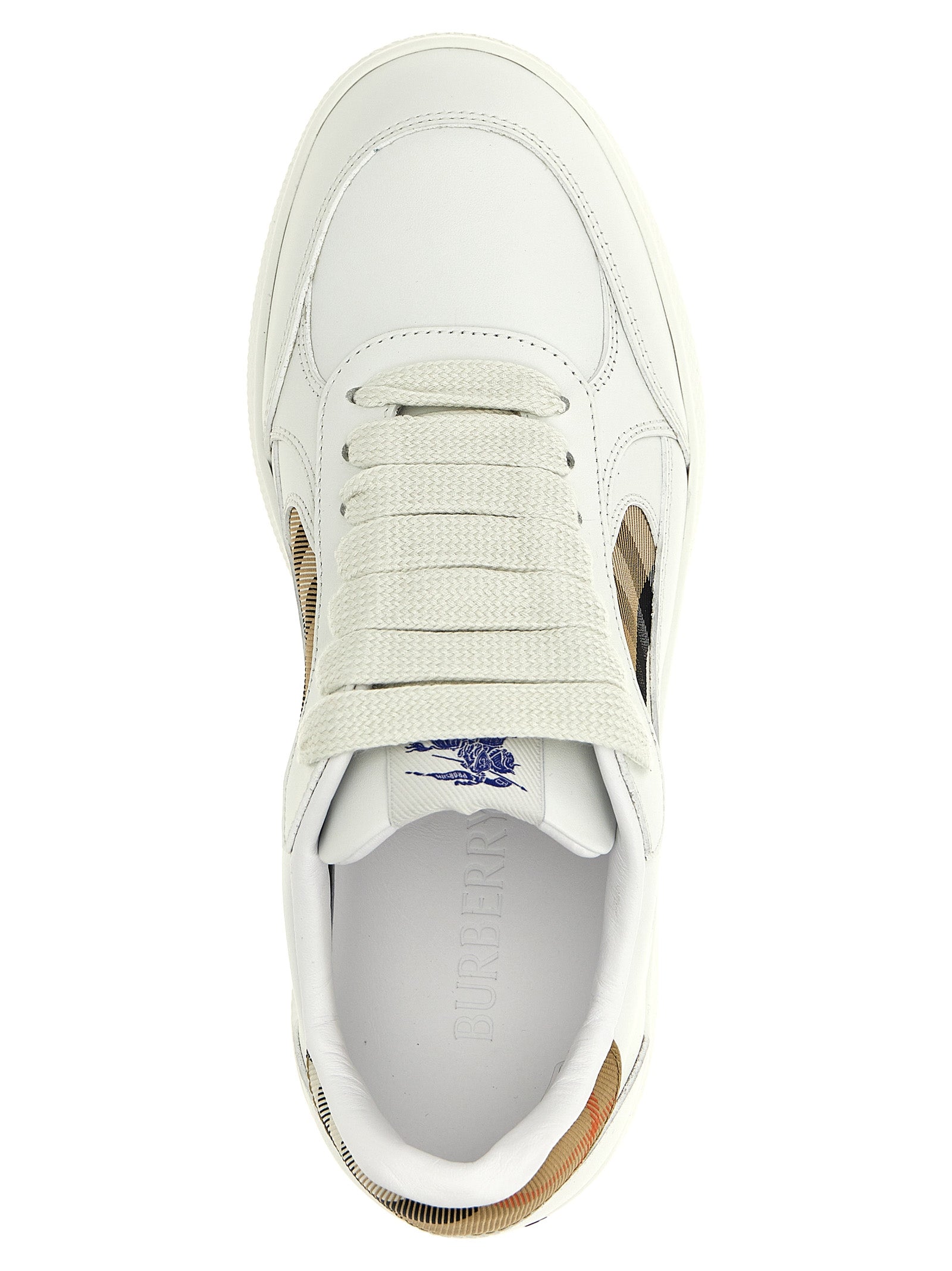 Indulge in the elegance of Burberry's Terrace sneakers, crafted from premium leather with exquisite check print details, epitomizing luxury and timeless sophistication.