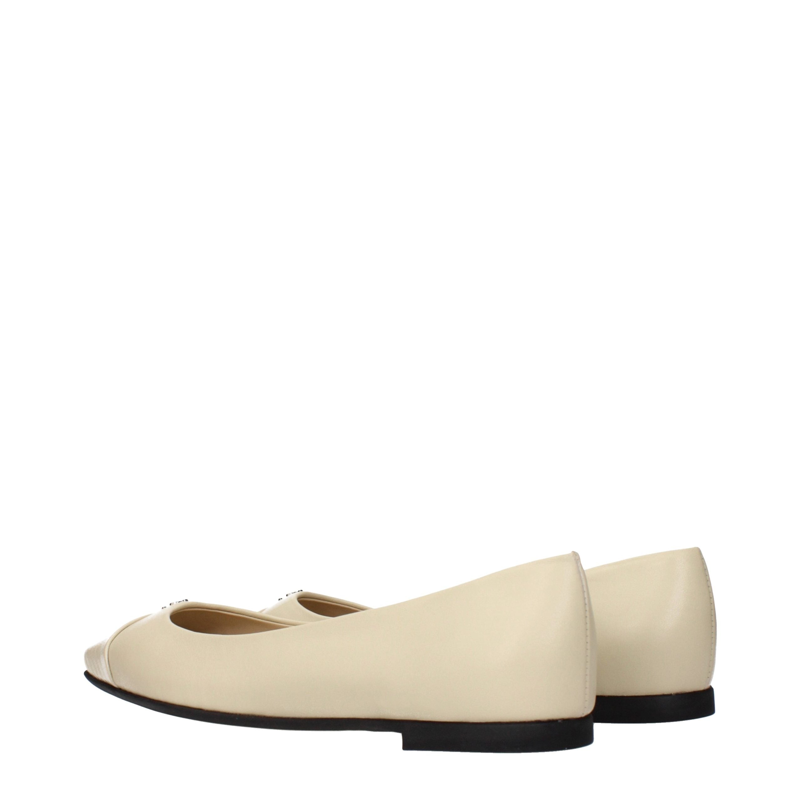 Step into elegance with Jimmy Choo's Beige Leather Ballet Flats, a timeless blend of luxury and sophistication, perfect for the discerning individual.