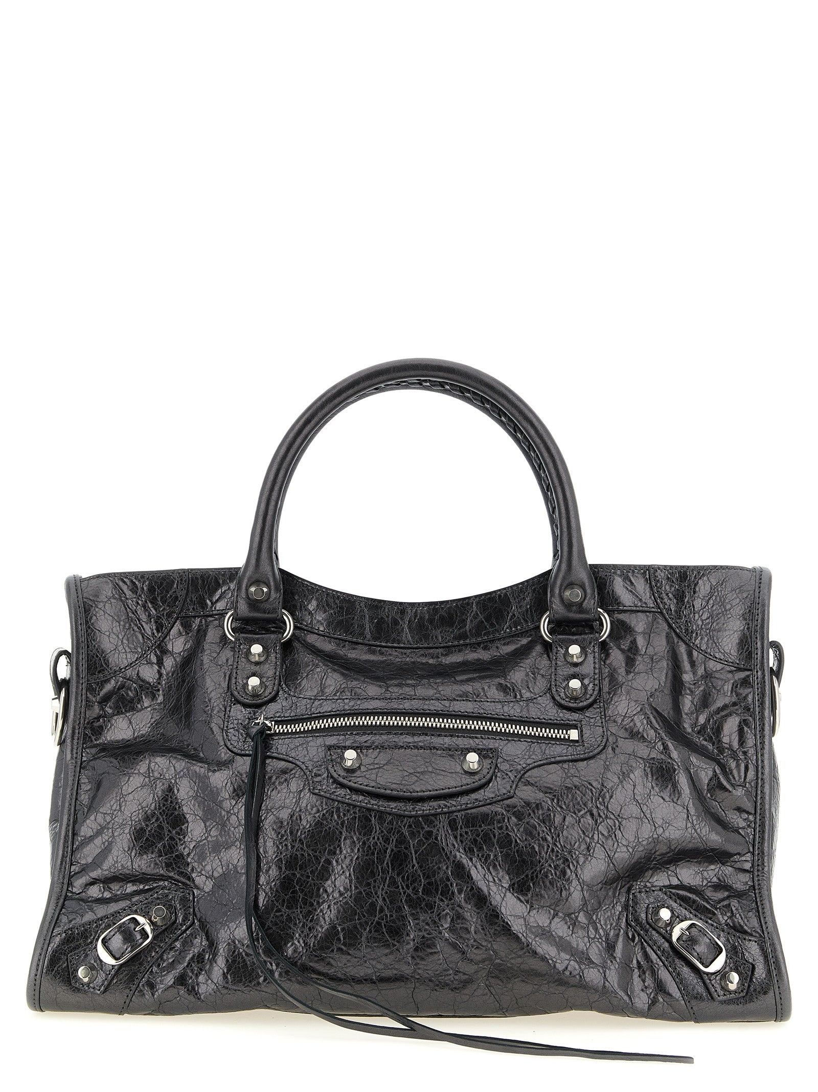 Balenciaga Silver Lamb Leather Handbag - Timeless Luxury Elegance